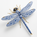 Libelle van Delfts Licht wanddecoratie met fijne libelle in klassiek Delfts blauw