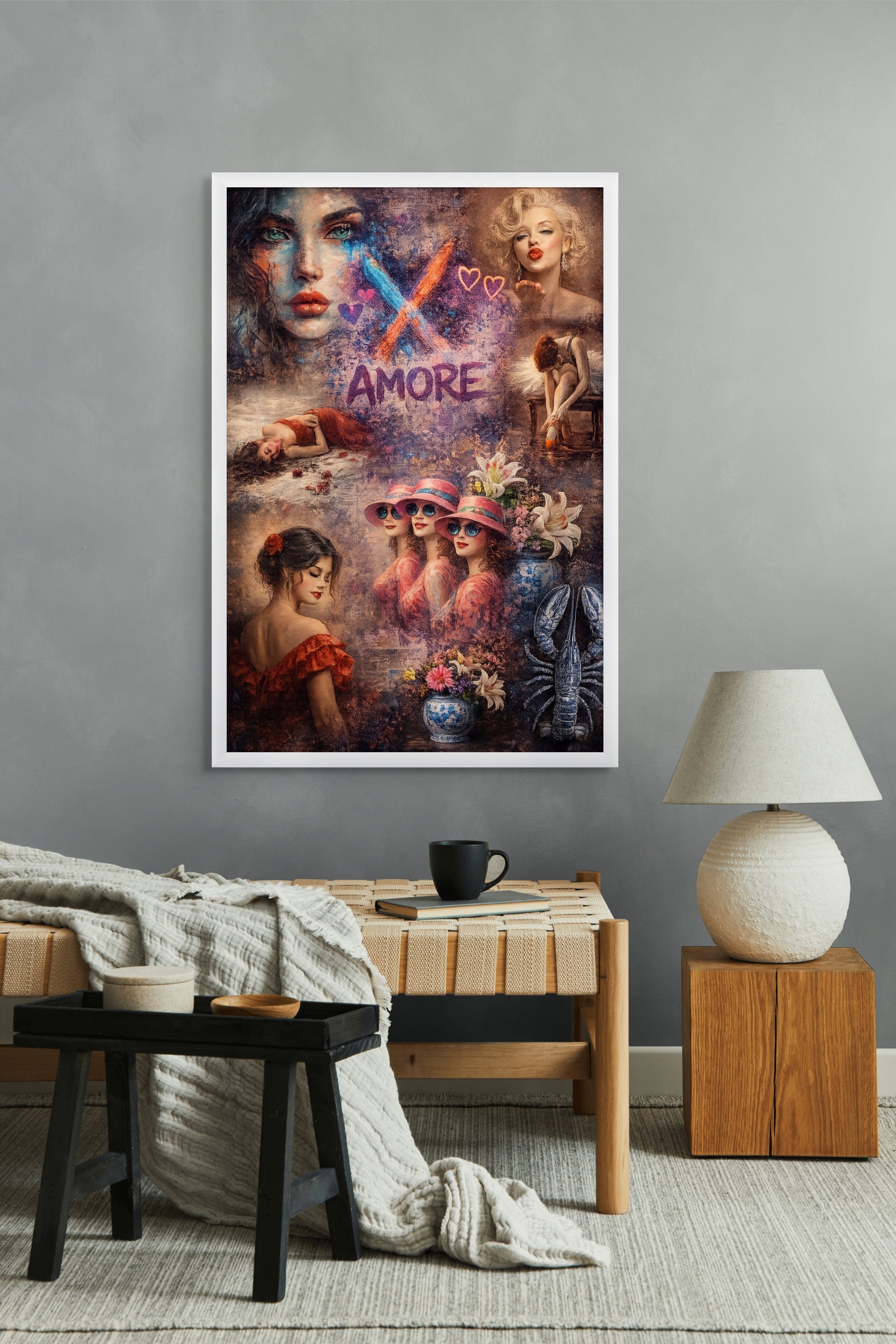 Liefde in Neonrook Wanddecoratie – Romantisch Neon Art Canvas Print