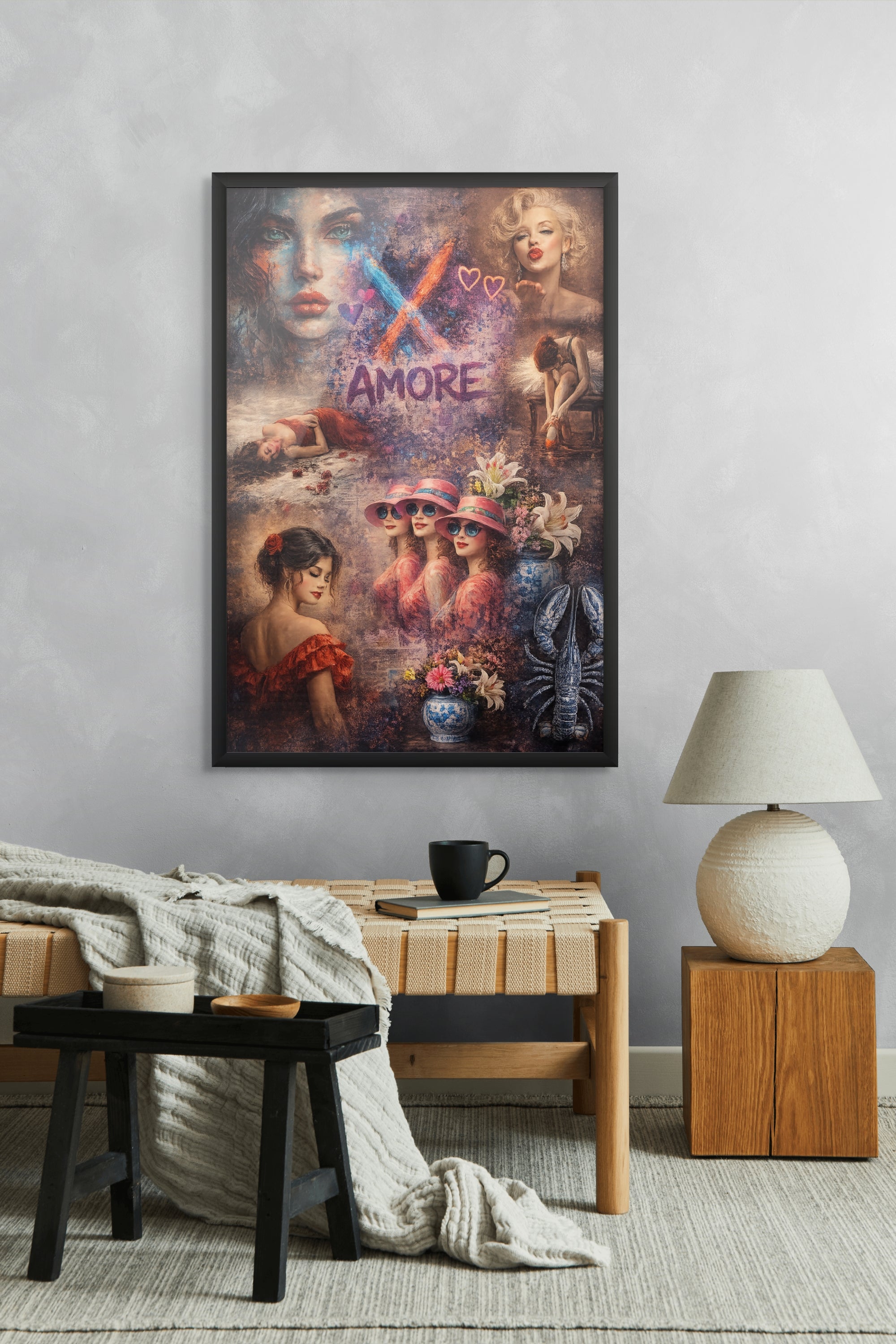 Liefde in Neonrook Wanddecoratie – Romantisch Neon Art Canvas Print