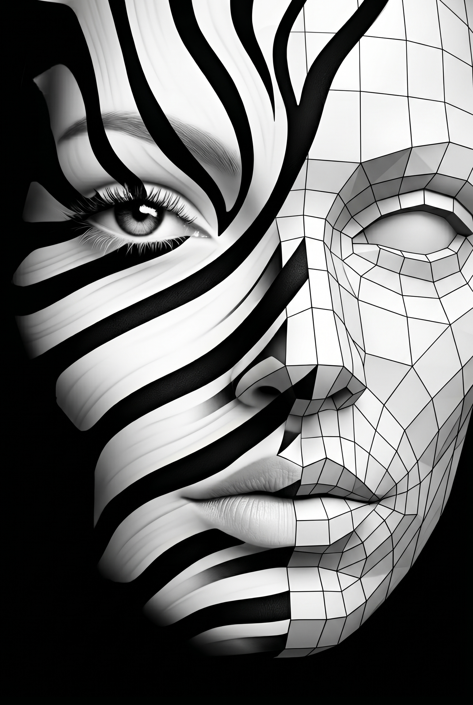 Abstracte Line Art Wanddecoratie – Moderne Minimalistische Canvas Print