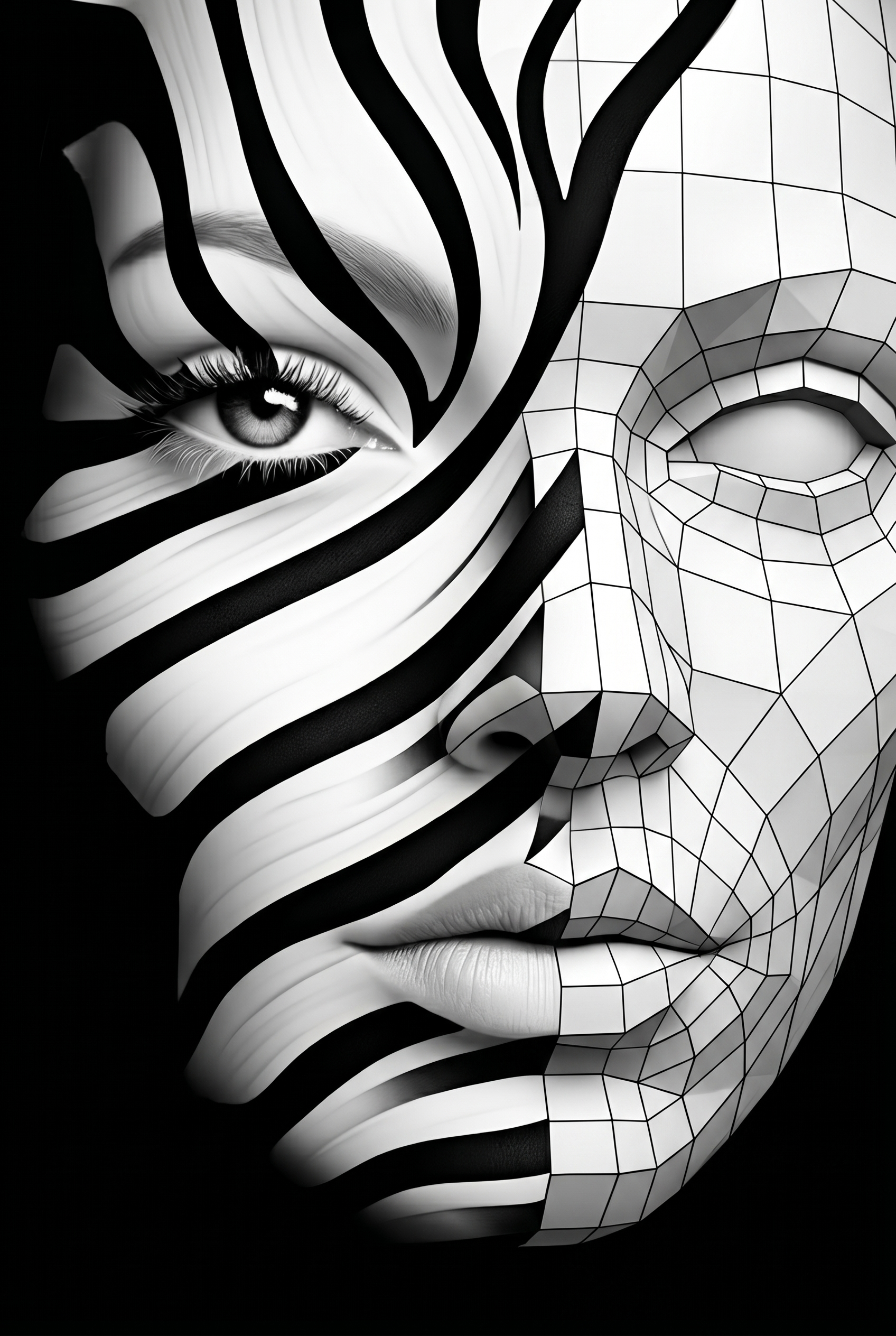 Abstracte Line Art Wanddecoratie – Moderne Minimalistische Canvas Print