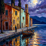 Maanlicht over Porto Celeste Wanddecoratie – Romantisch Landschap Canvas Print