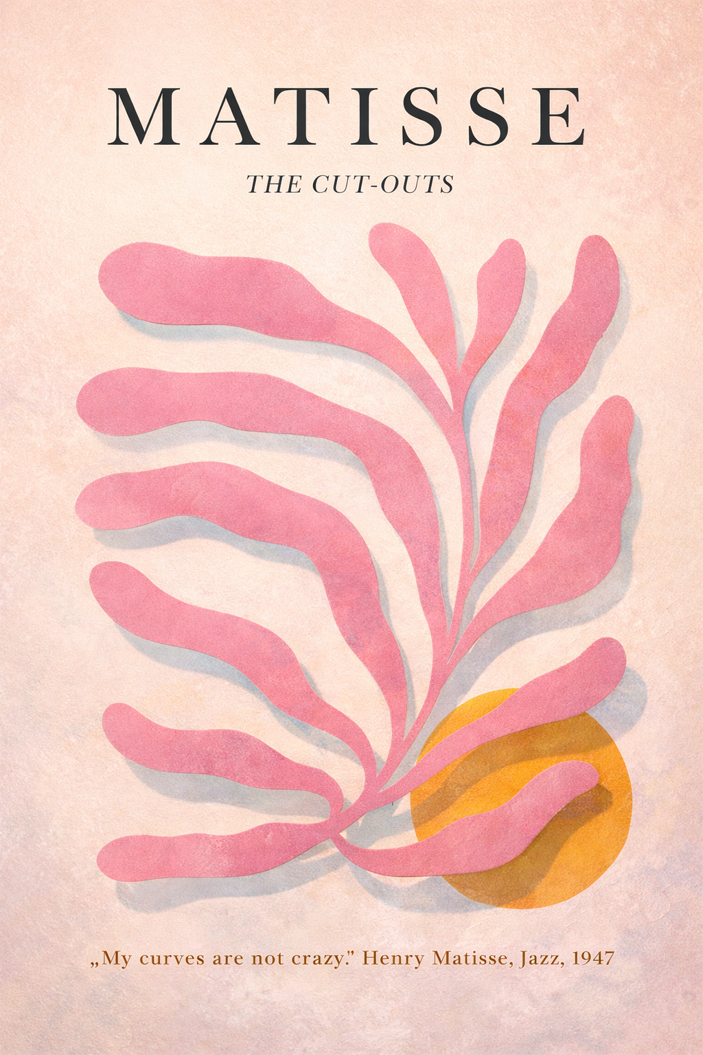 Matisse Coral Cut-Outs wanddecoratie met koraalkleurige knipselvormen in Matisse-stijl