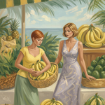 Mediterranean Market wanddecoratie met kleurrijke mediterrane markt vol verse waren