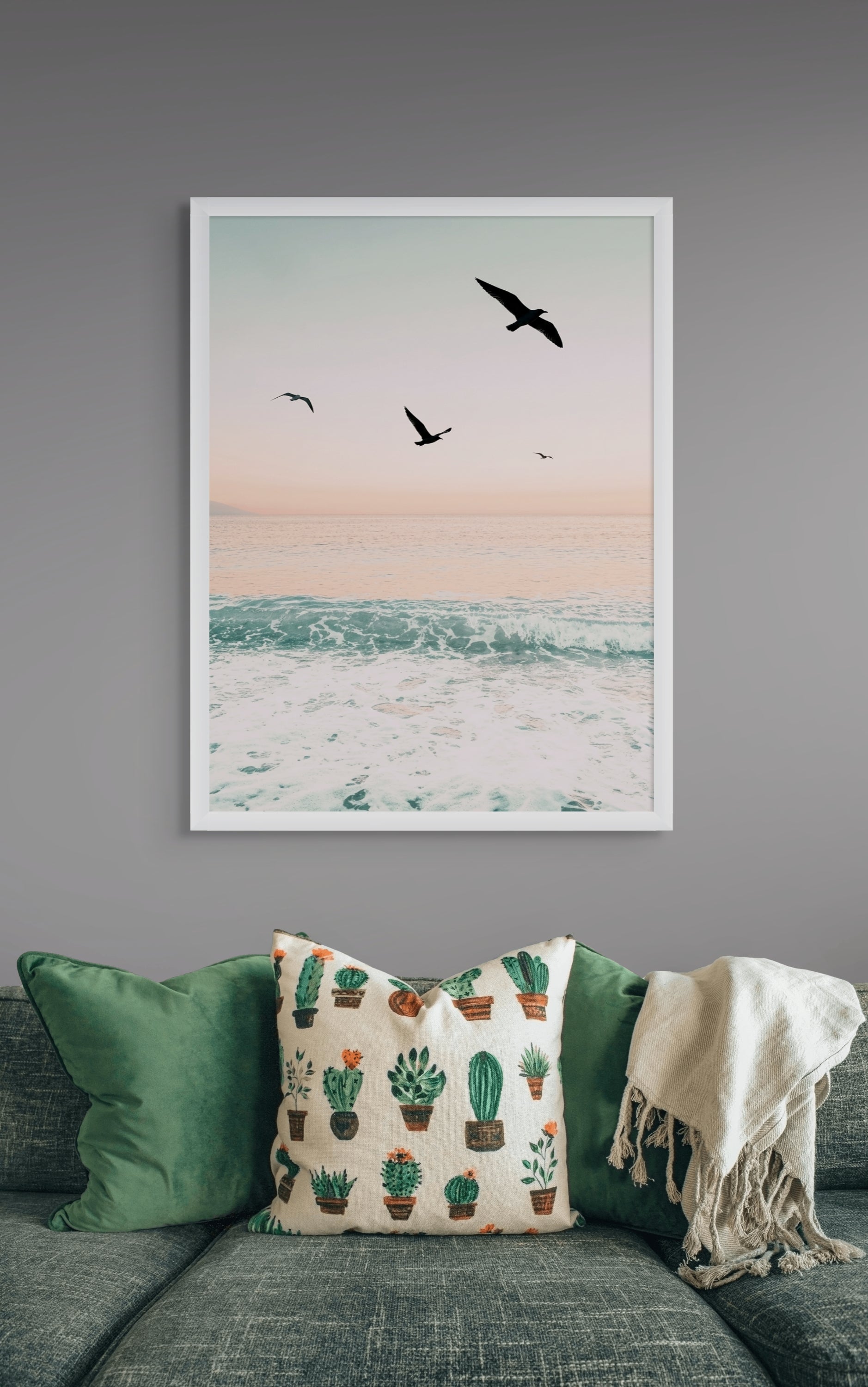 Meeuwen Wanddecoratie Kust – Zachte Zee Landschap Canvas Print