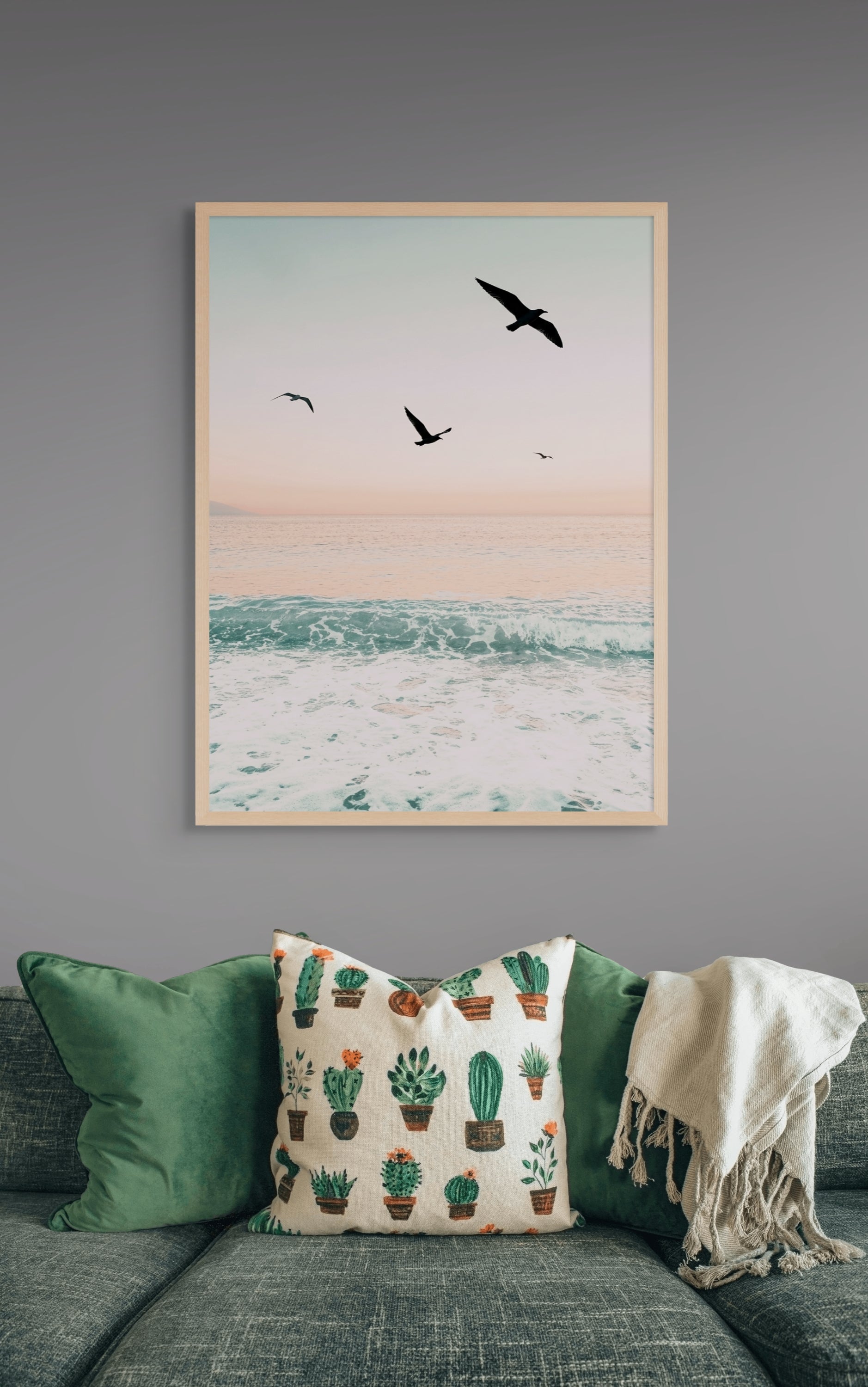 Meeuwen Wanddecoratie Kust – Zachte Zee Landschap Canvas Print