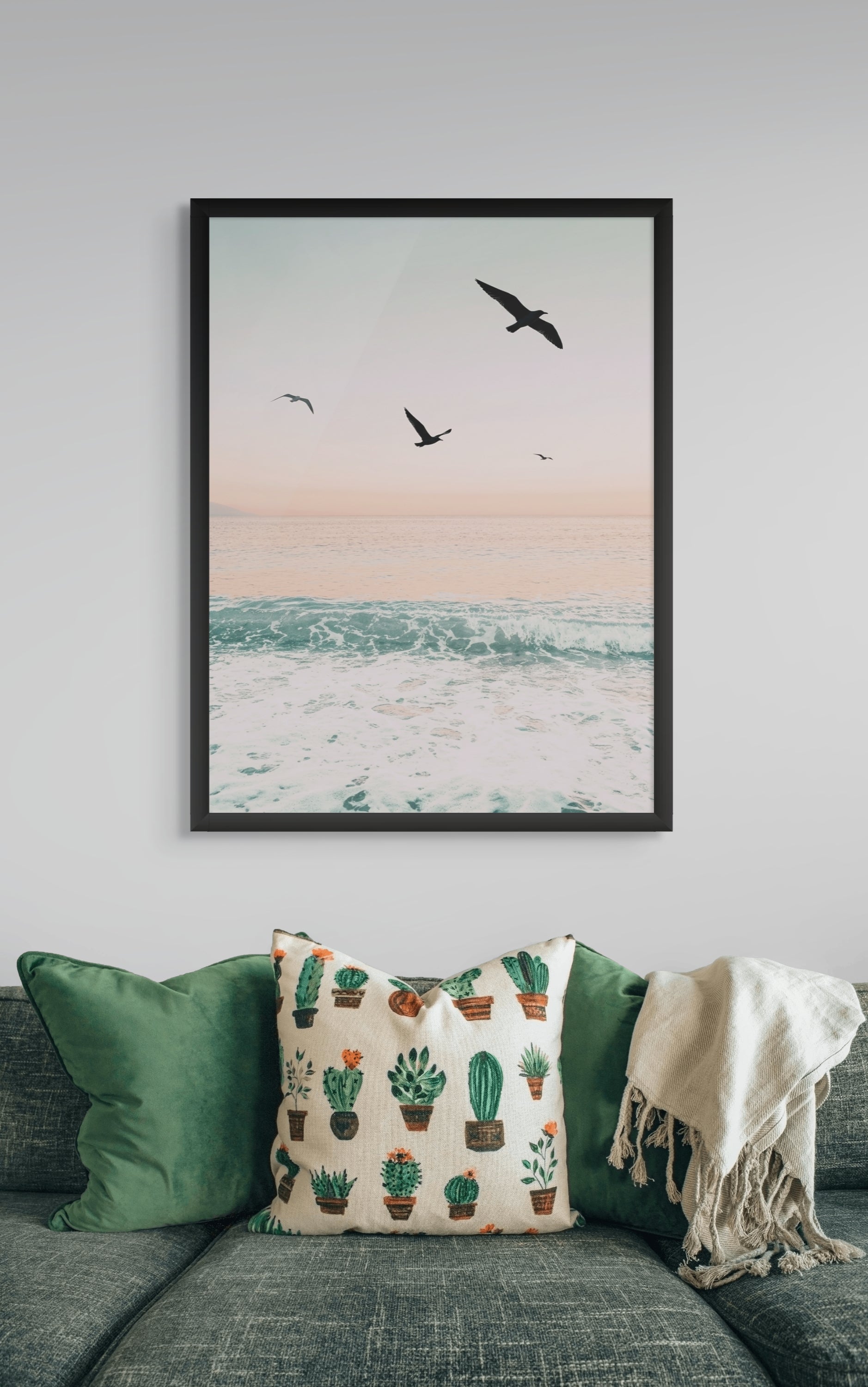 Meeuwen Wanddecoratie Kust – Zachte Zee Landschap Canvas Print