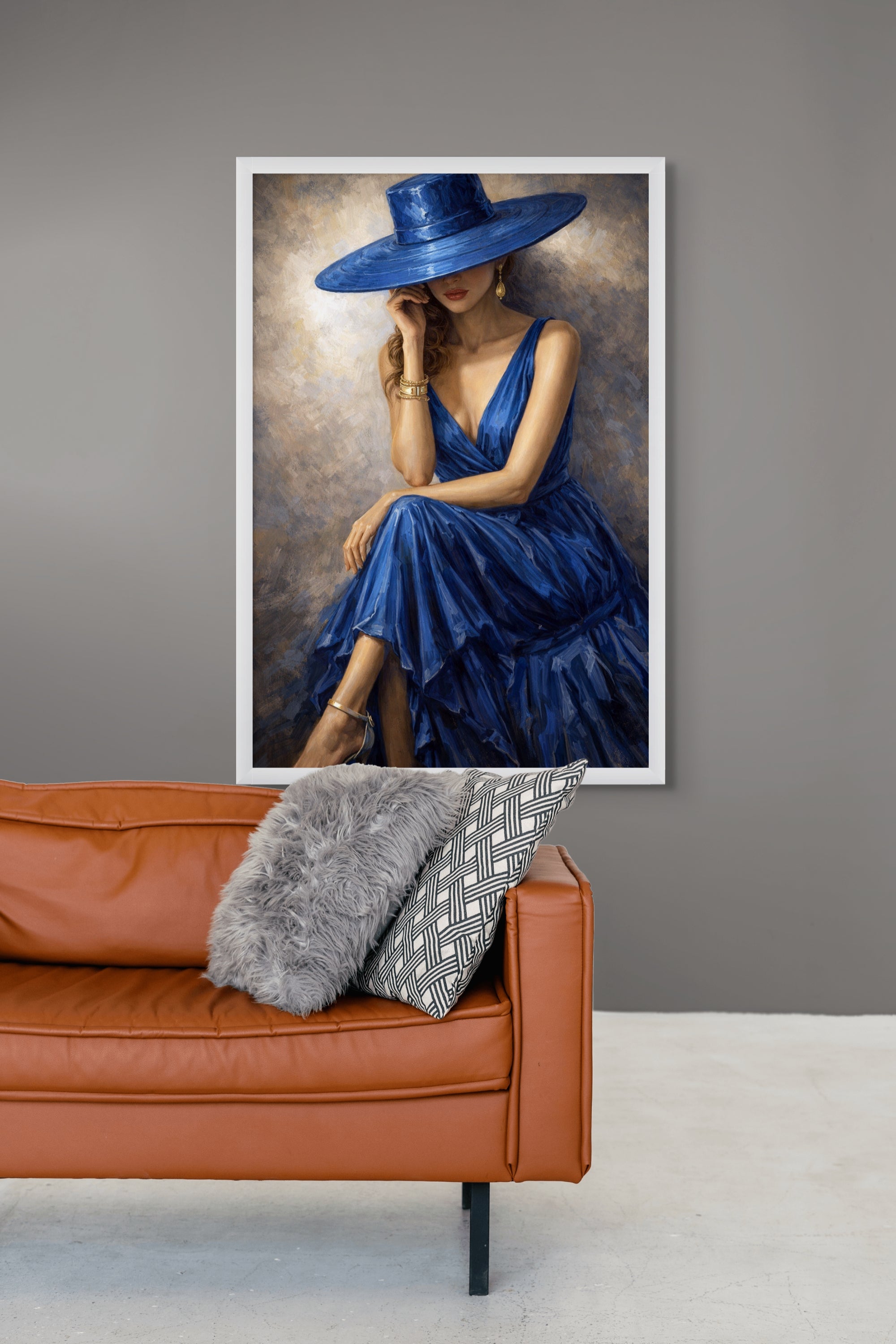 Mitternachtsblau und Goldener Glanz – Wandbild auf Leinwand, Aluminium oder Poster