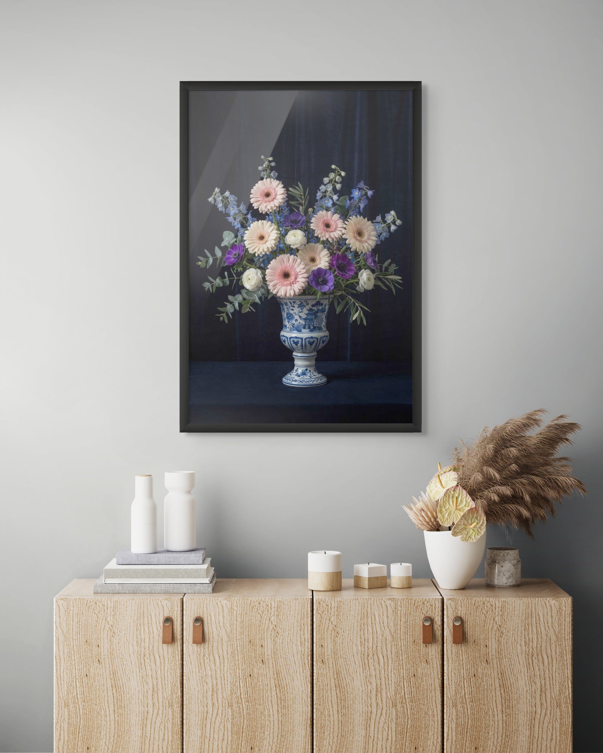 Delfts Blauw Nacht Wanddecoratie – Klassieke Nederlandse Canvas Print