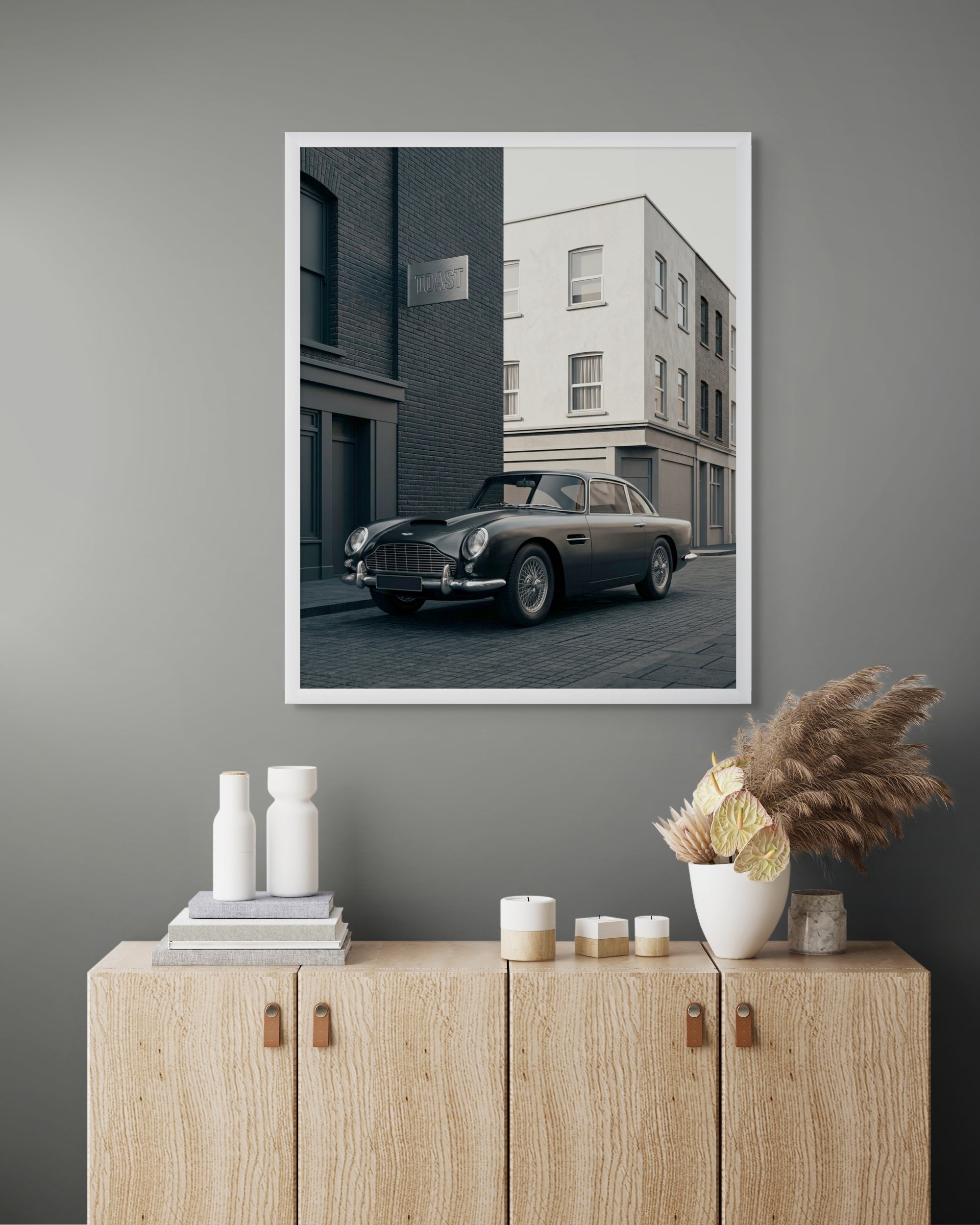 Luxe Auto Wanddecoratie Nacht – Elegante Aston Martin Canvas Print