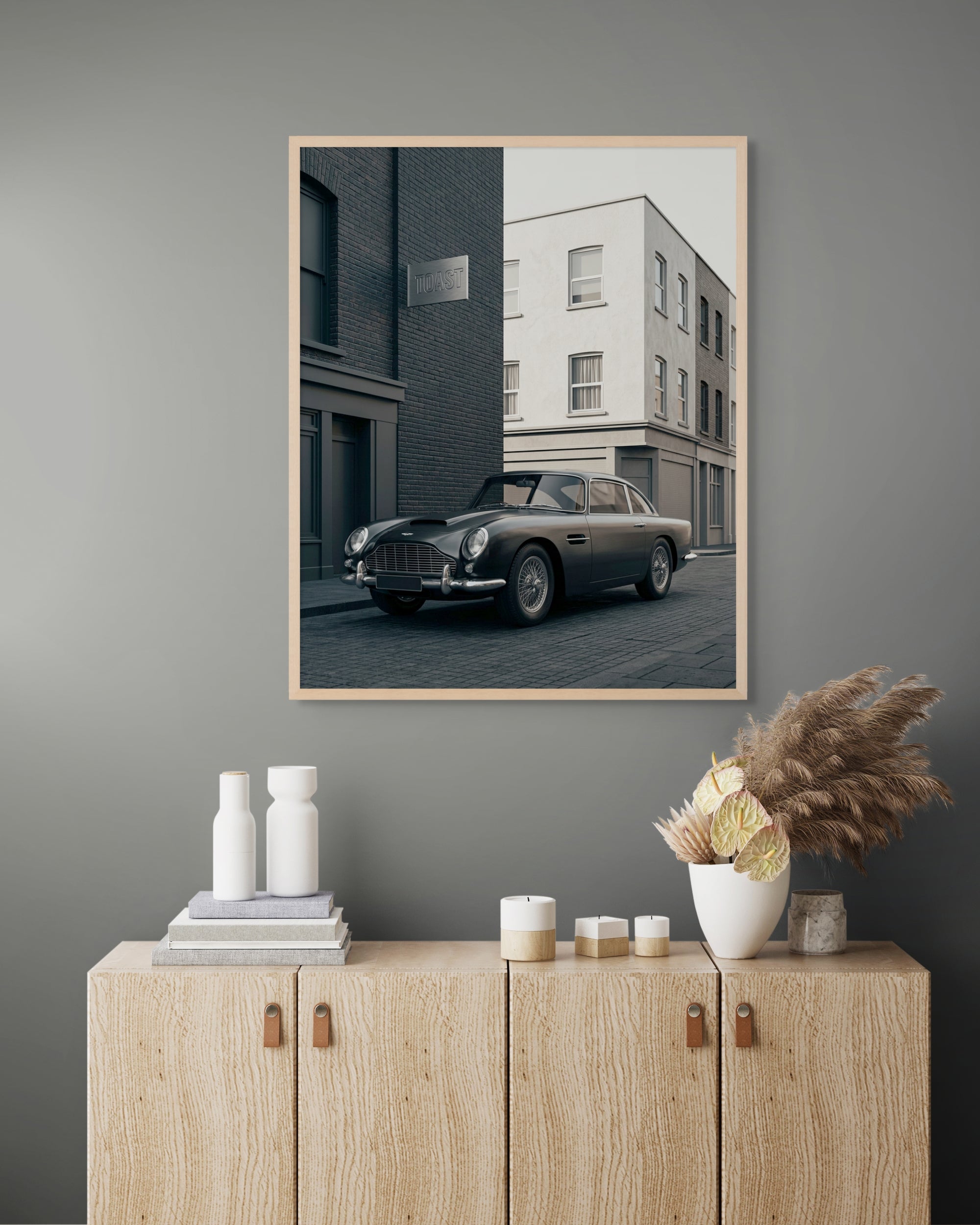 Luxe Auto Wanddecoratie Nacht – Elegante Aston Martin Canvas Print