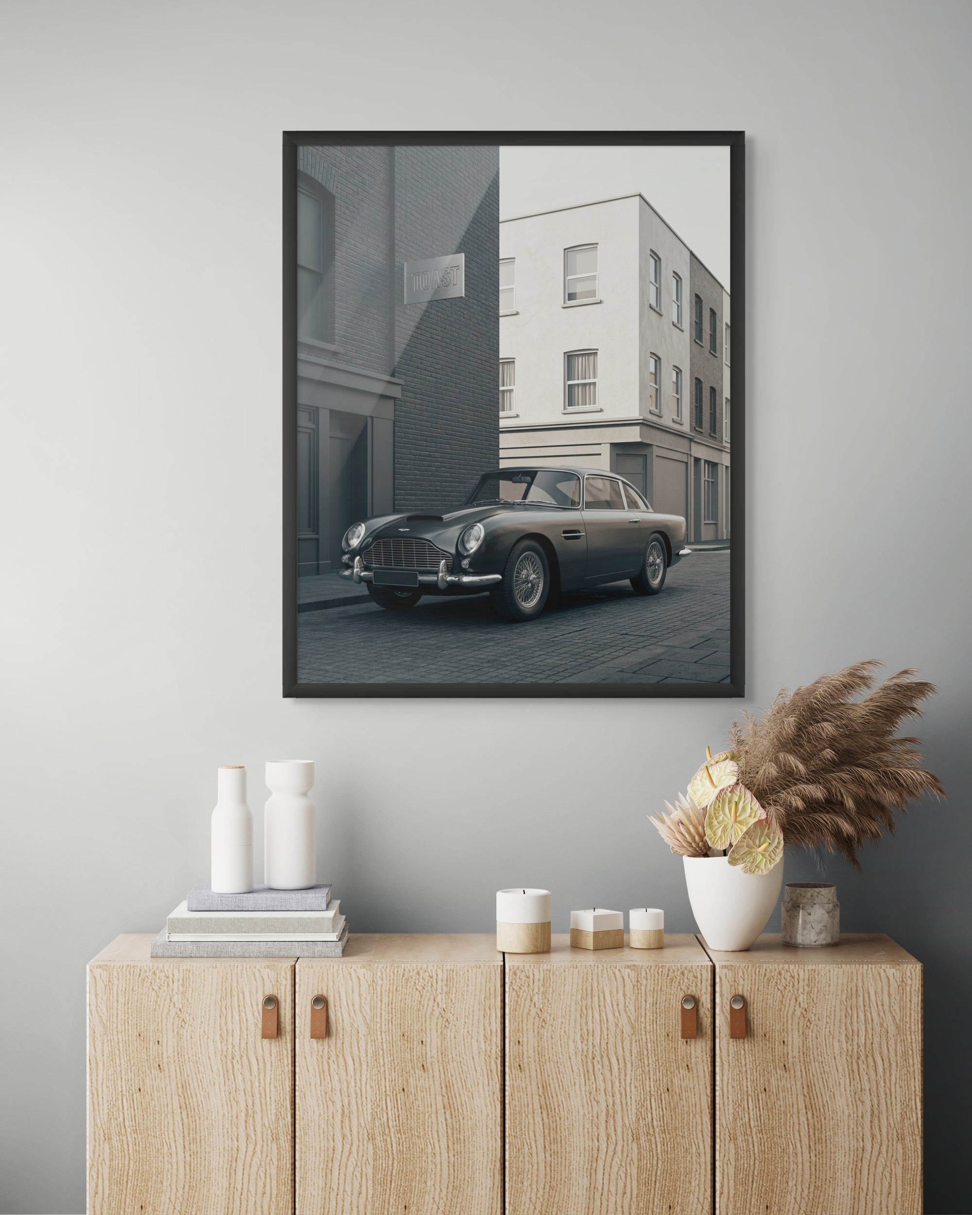 Luxe Auto Wanddecoratie Nacht – Elegante Aston Martin Canvas Print