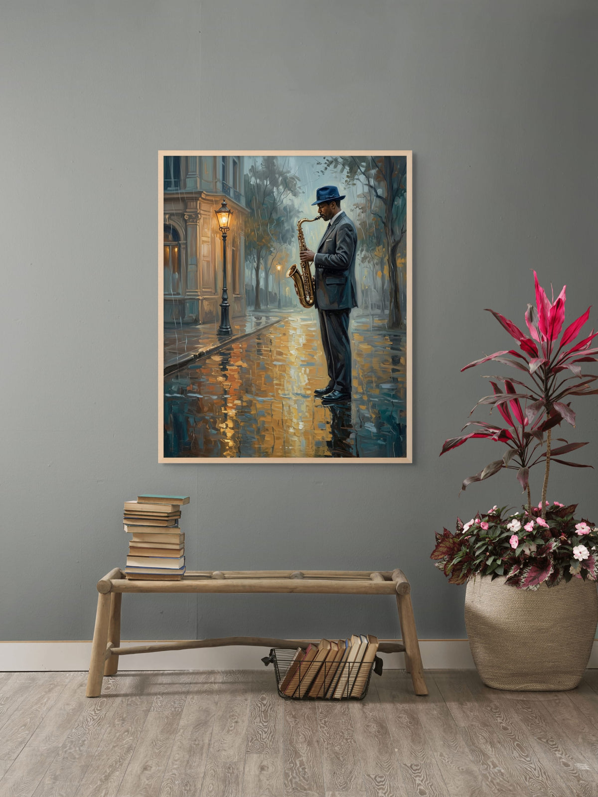 Midnight Blues op Natte Straat Wanddecoratie | ArtifyCanvas