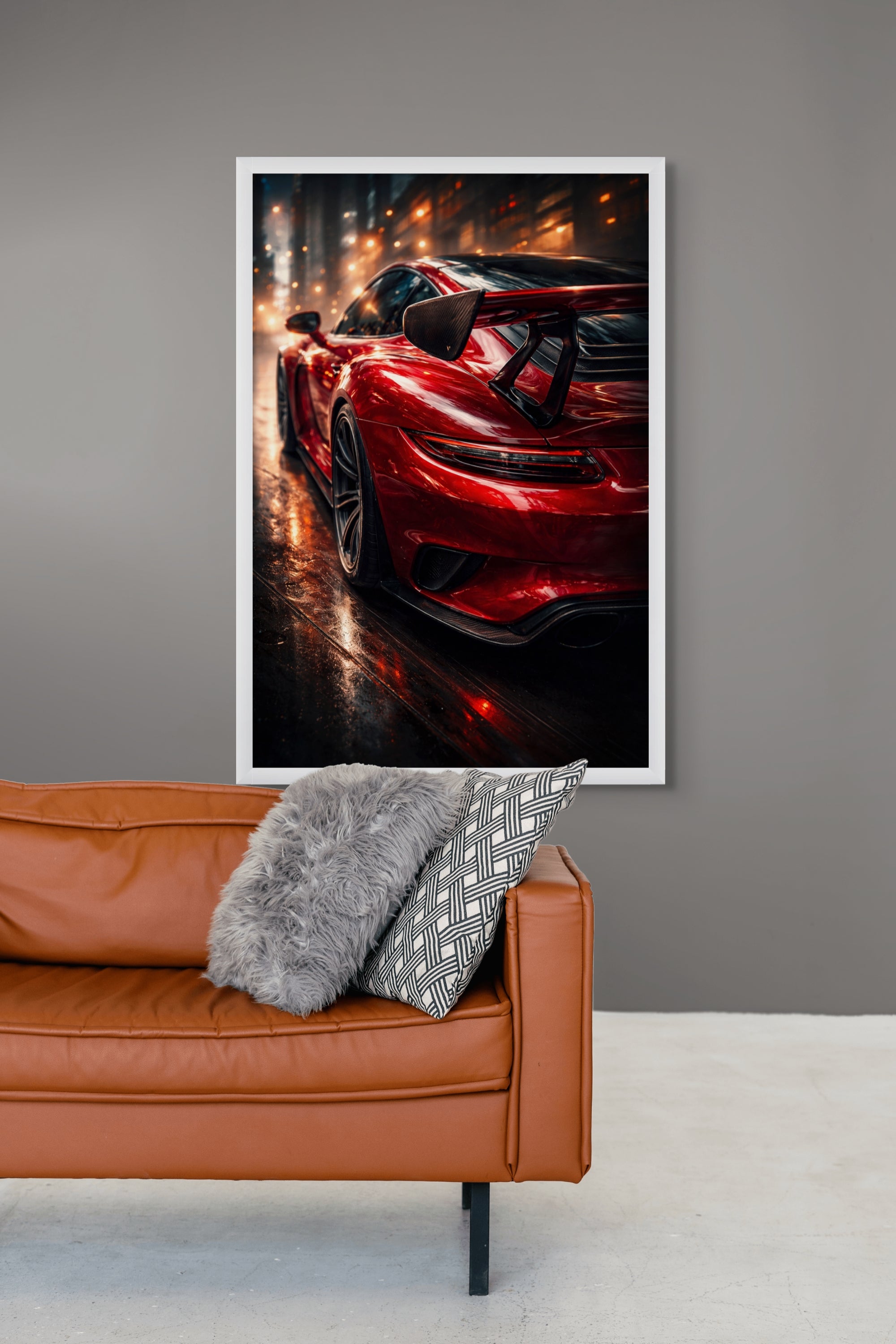 Midnight Porsche Wanddecoratie – Donkere Sportauto Canvas Print
