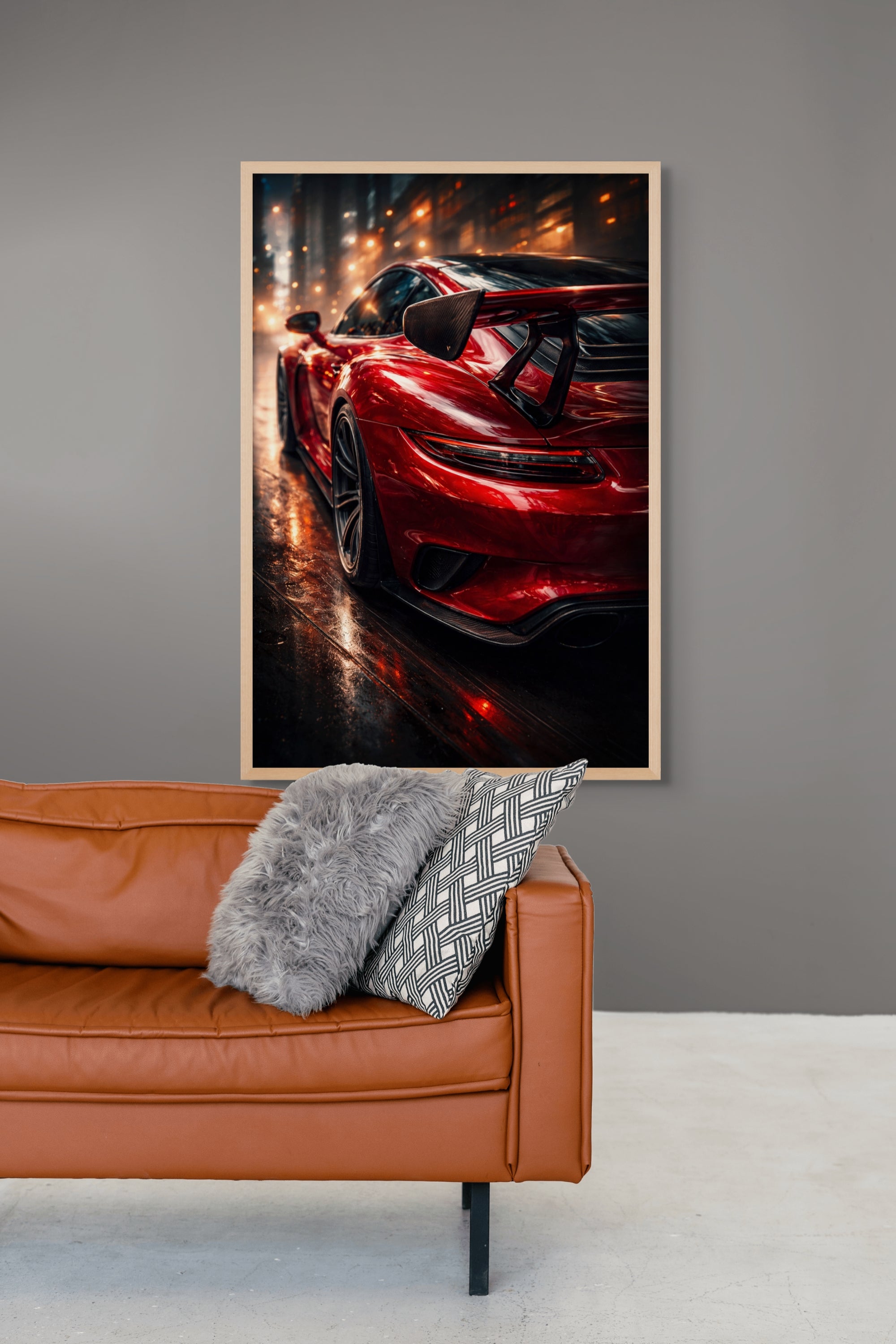 Midnight Porsche Wanddecoratie – Donkere Sportauto Canvas Print
