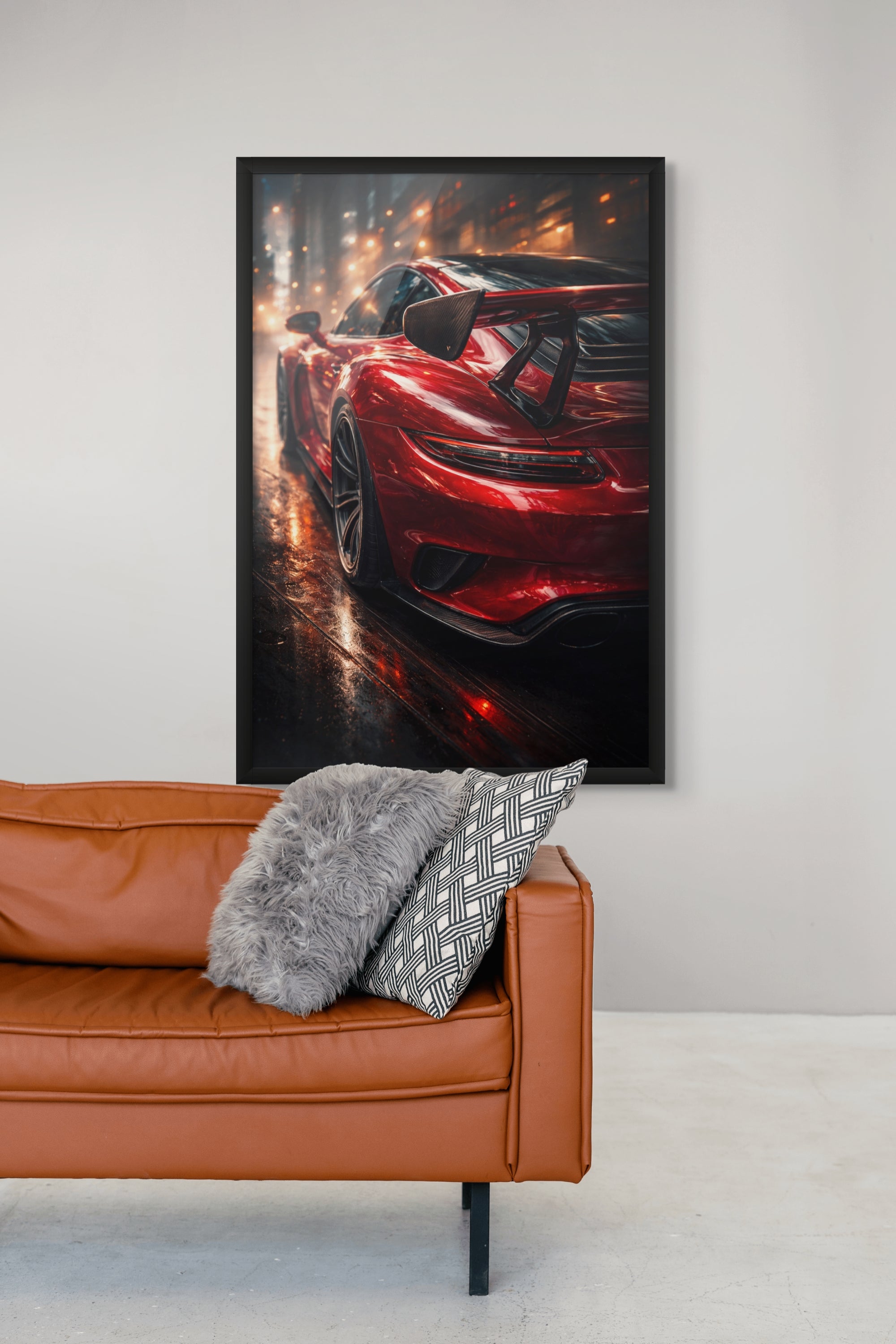 Midnight Porsche Wanddecoratie – Donkere Sportauto Canvas Print