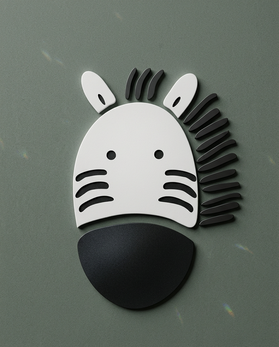 Minimalistische Zebra Harmonie wanddecoratie met zebra in minimalistische zwart-wit harmonie