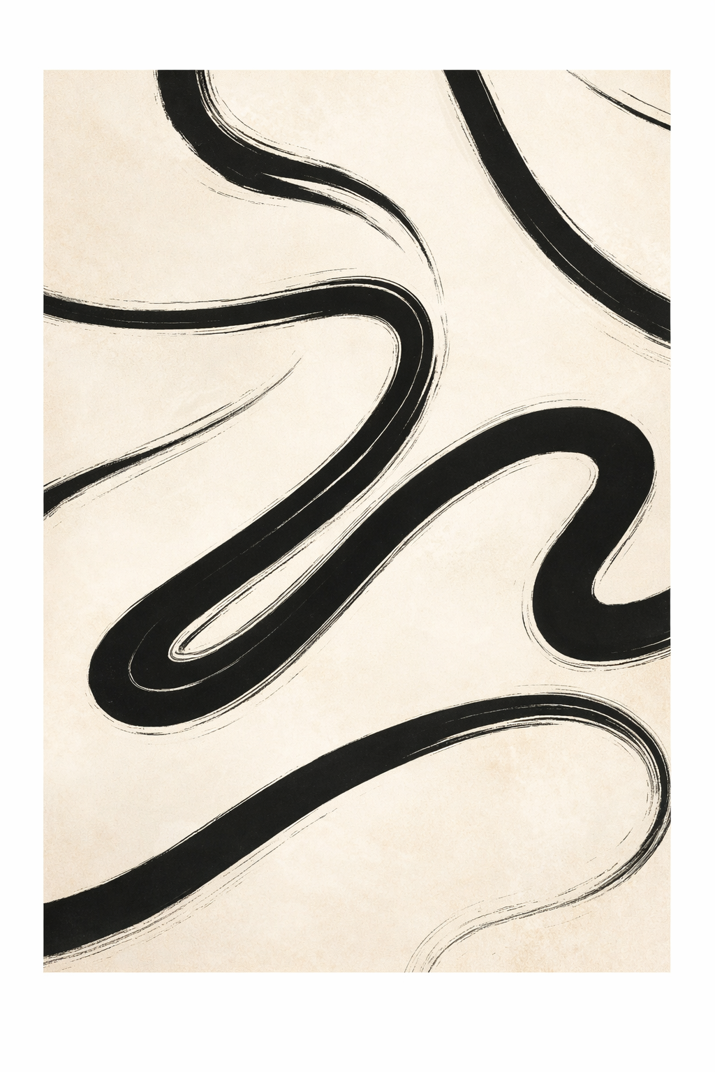 Minimalistische Zen Lijnen in Zwart-Wit wanddecoratie met serene zen-lijnen in zwart-wit