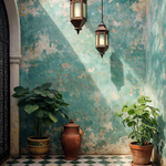 Mintgroene Medina Droom wanddecoratie met dromerige medina in zachte mintgroene tinten