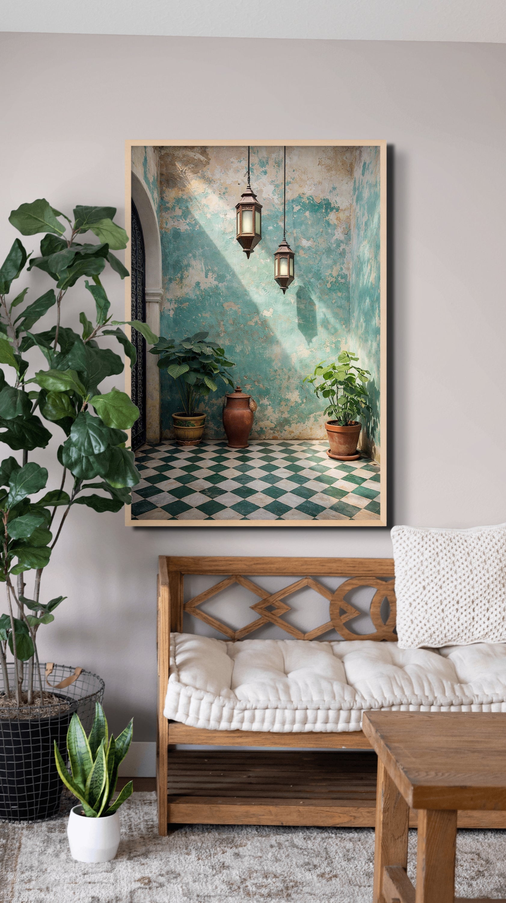 Mintgroene Medina Wanddecoratie – Marokkaans Droom Canvas Print