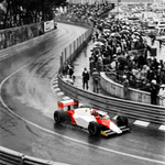 Monaco in de Regen – vintage motorsport wanddecoratie