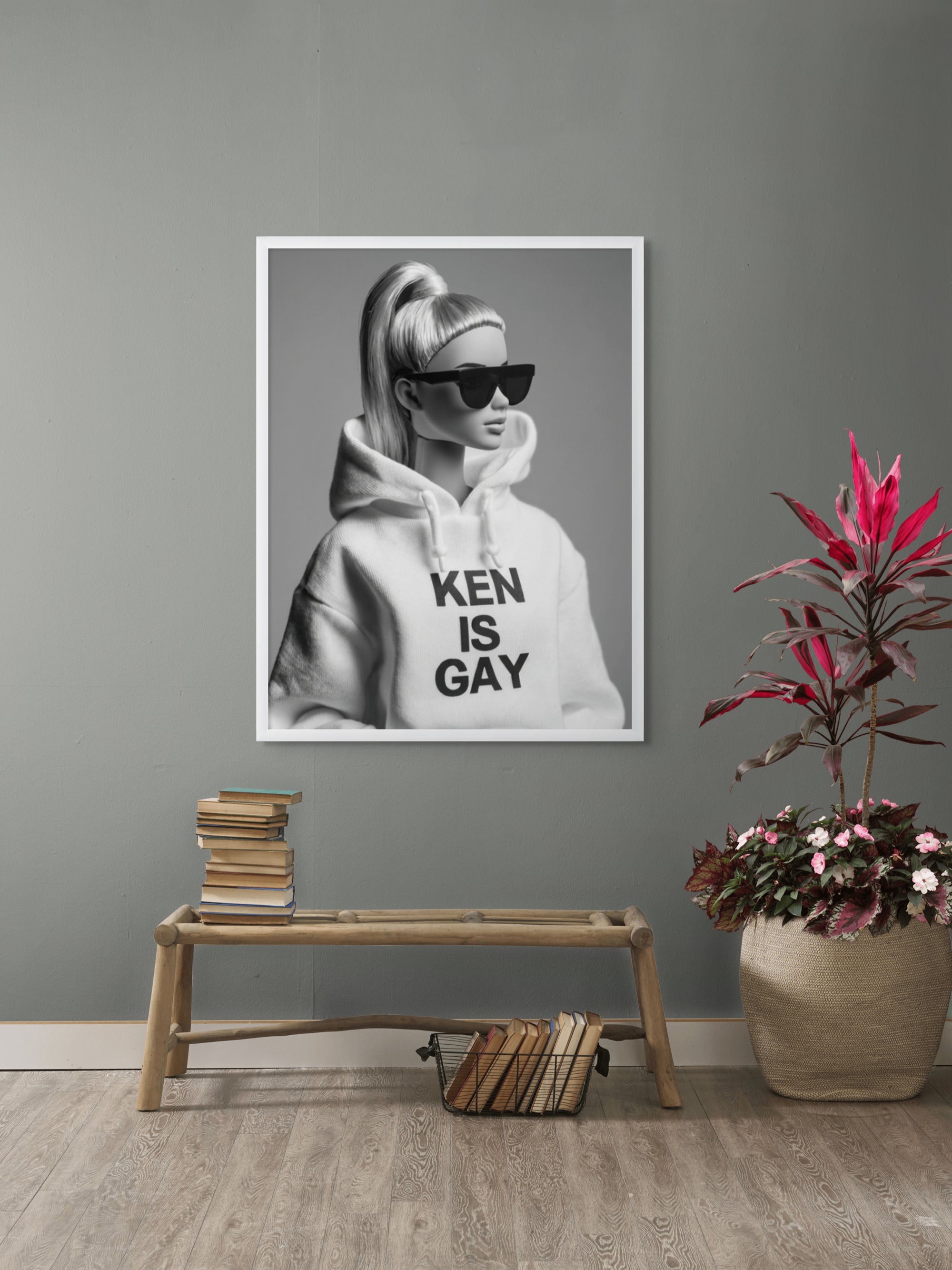 Monochrome Rebel in Shades Wanddecoratie – Stoer Portret Canvas Print