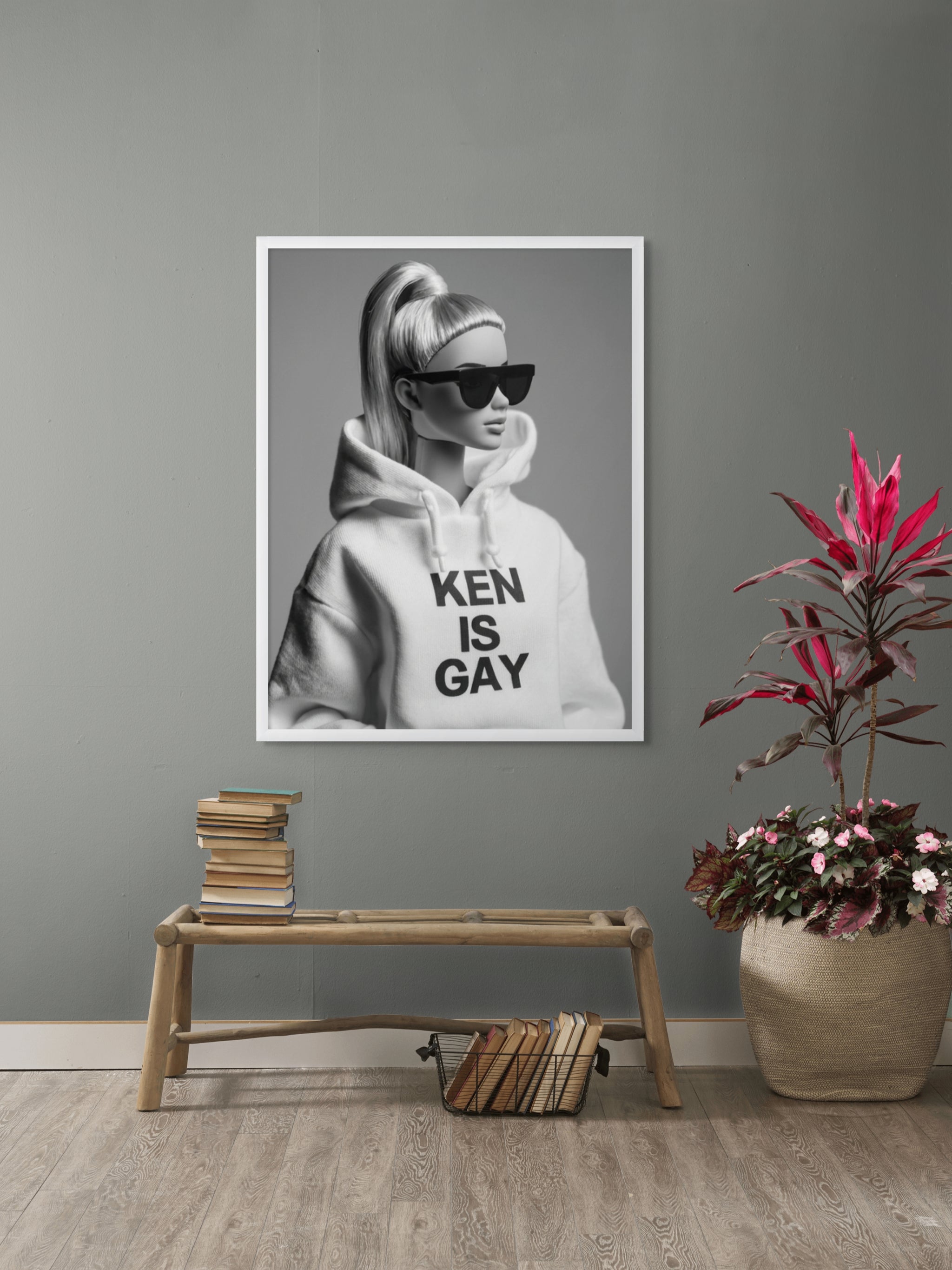 Monochrome Rebel in Shades Wanddecoratie – Stoer Portret Canvas Print