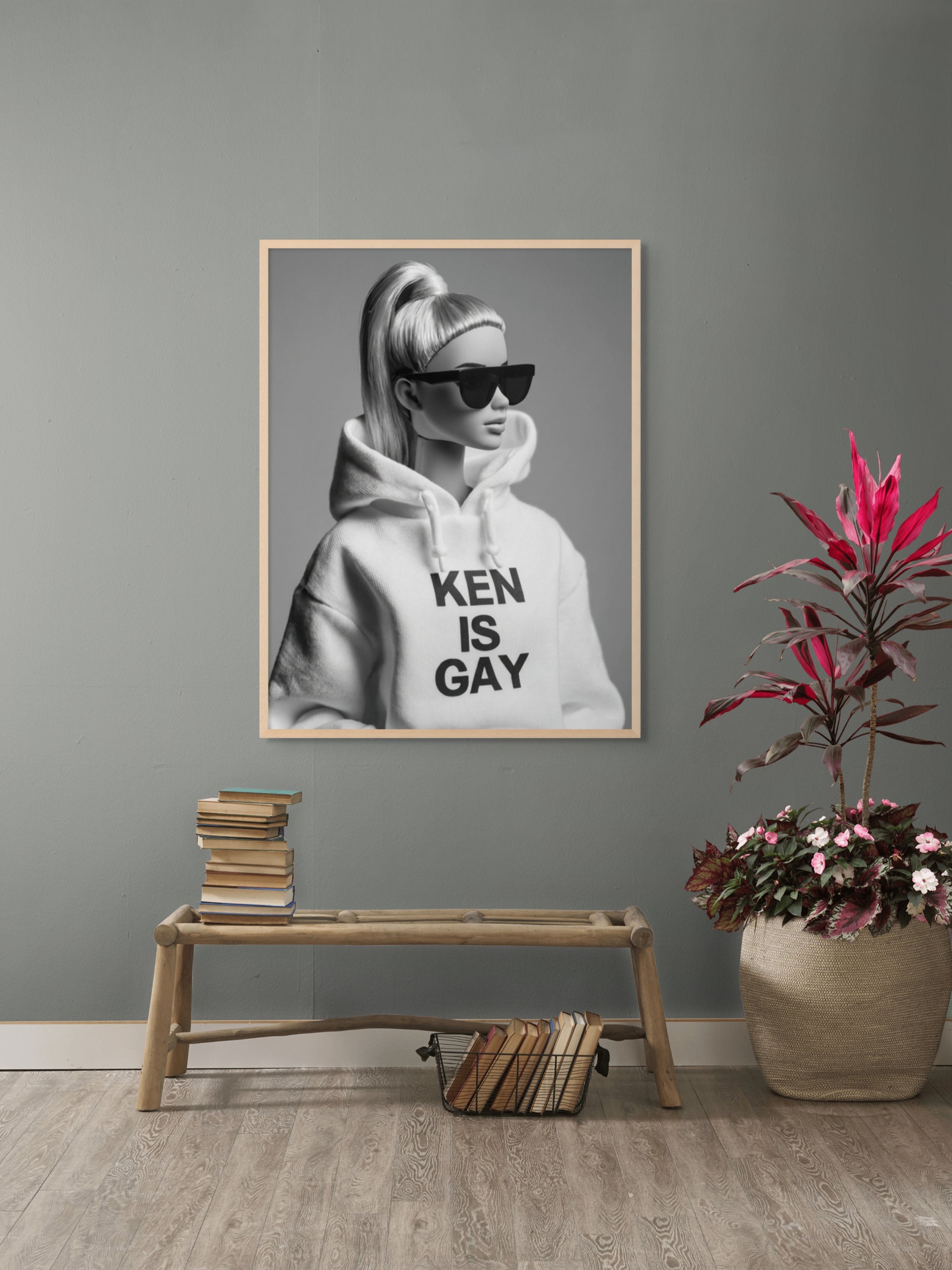 Monochrome Rebel in Shades Wanddecoratie – Stoer Portret Canvas Print