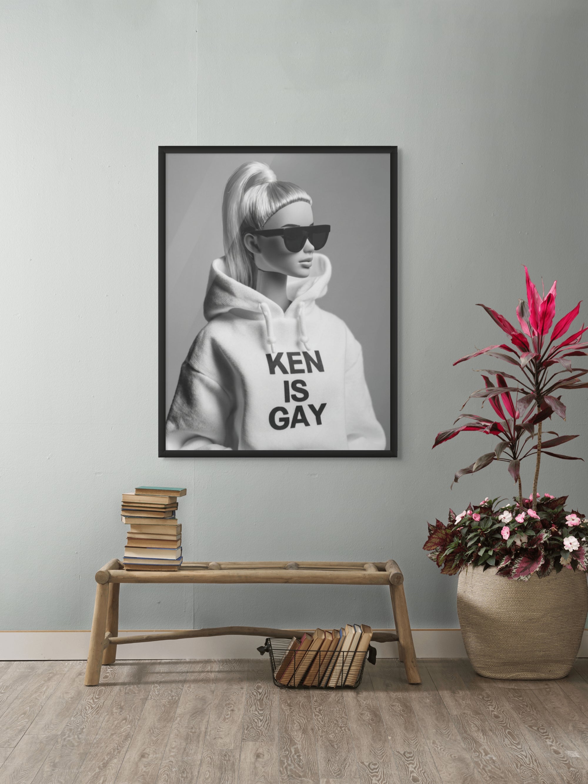 Monochrome Rebel in Shades Wanddecoratie – Stoer Portret Canvas Print