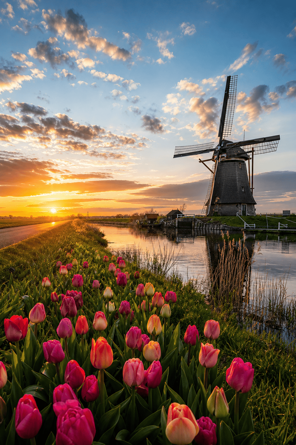Nederlandse Molen bij Zonsondergang Schilderij
