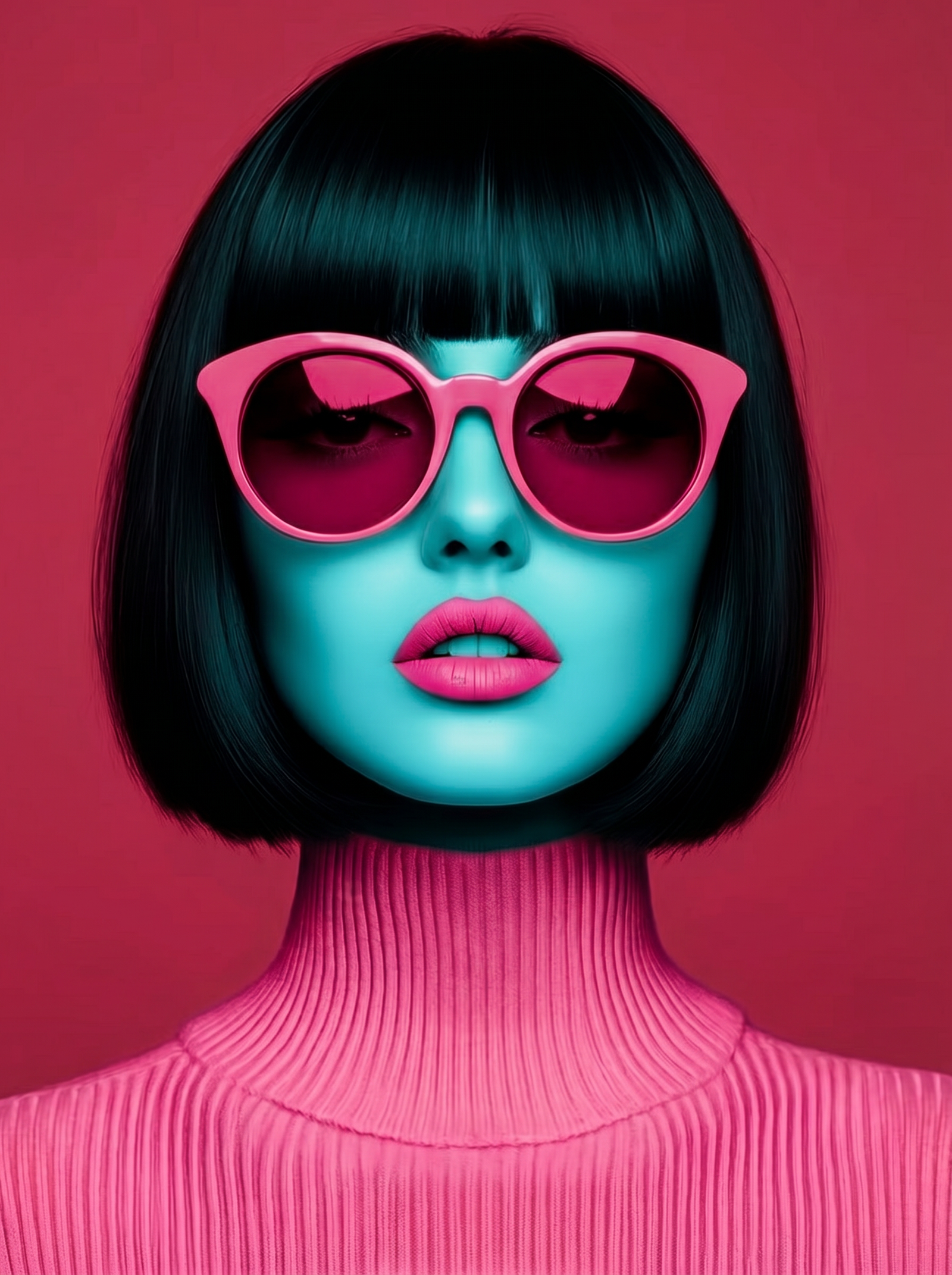 Neon Noir Barbiecore Wanddecoratie Roze – Fashion Pop Art Canvas Print