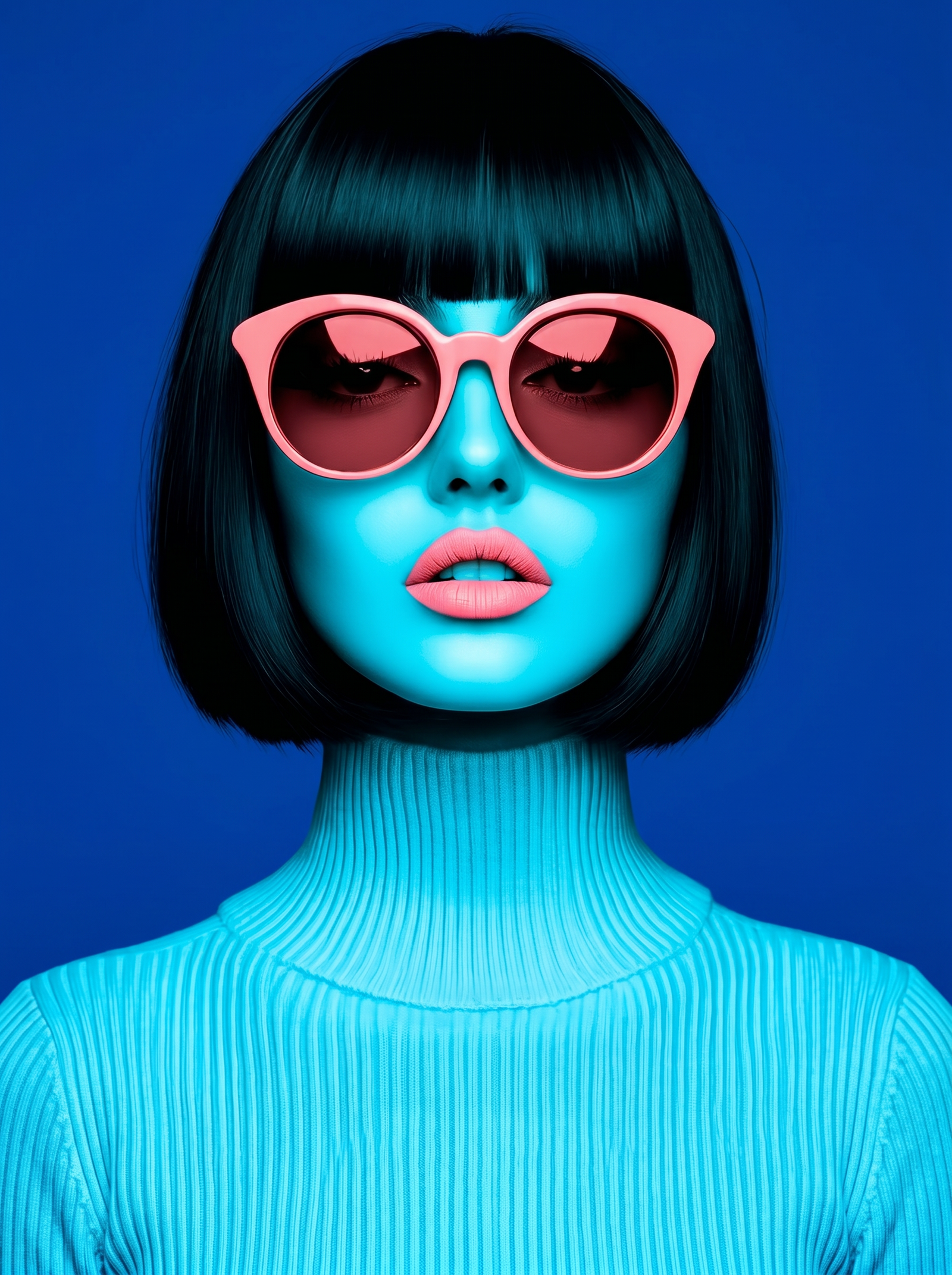 Neon Pop Art Portret Wanddecoratie – Kleurrijke Moderne Canvas Print