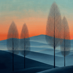Nevelgloed bij Avondrood Schilderij