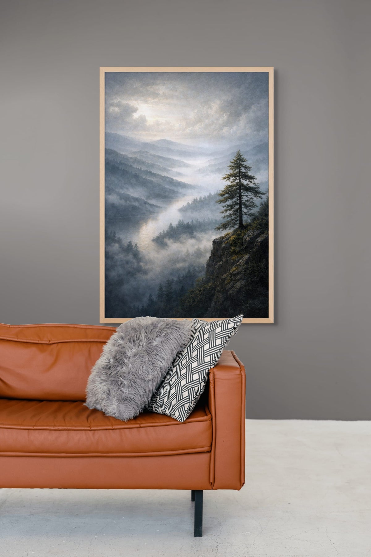 Misty Mountain Path Wall Art – Serene Valley Canvas Nature Print