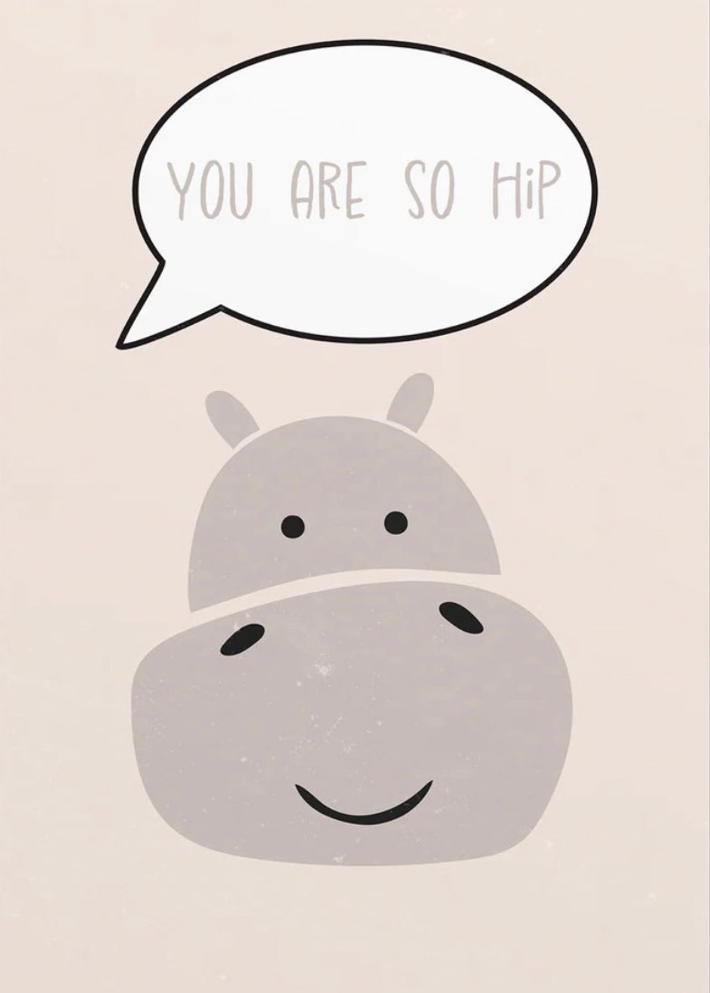 Nijlpaard met Grote Praatjes Wanddecoratie – Grappig Dieren Kinderkamer Canvas Print