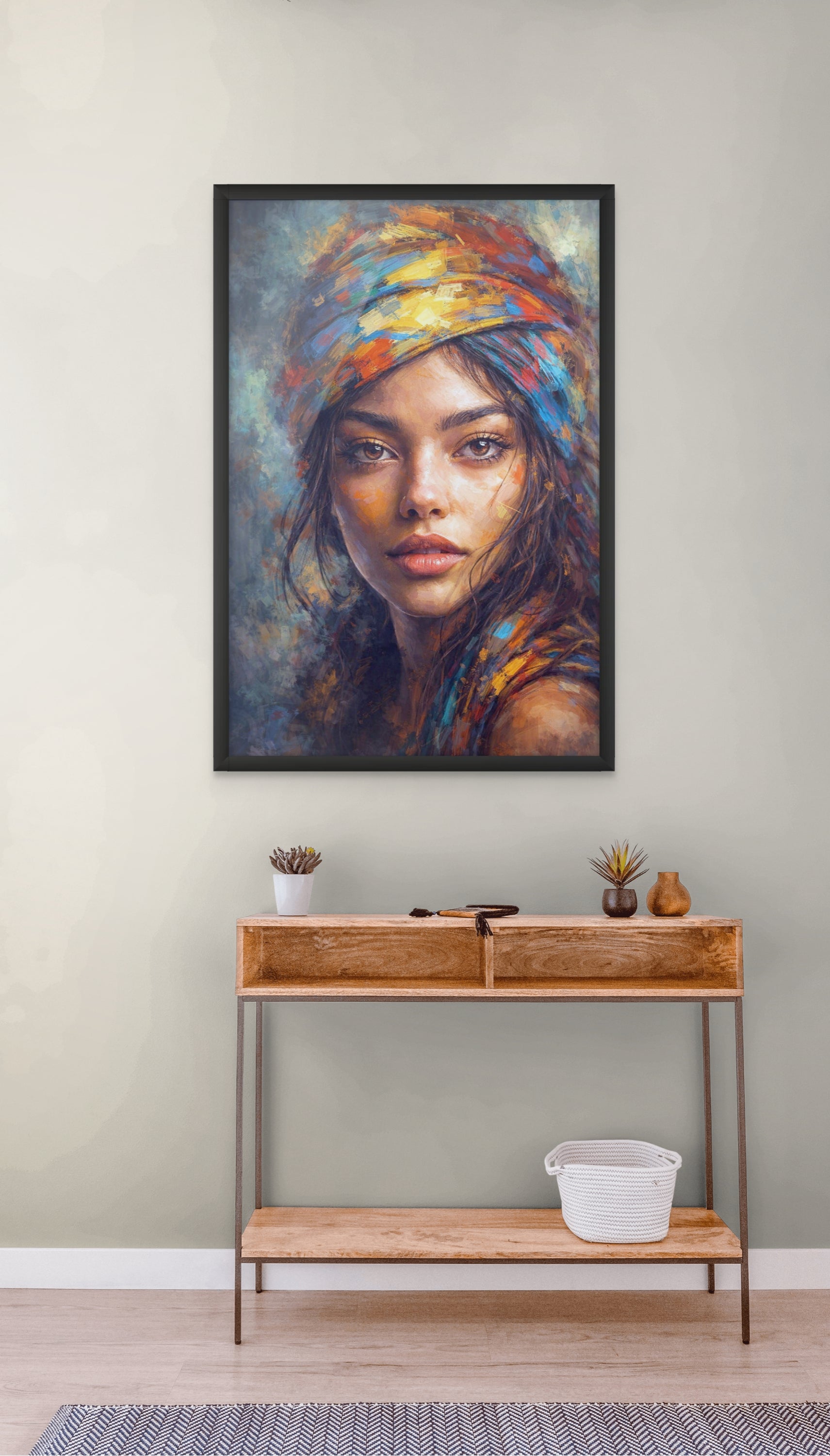 Bohemian Vrouw Wanddecoratie Sterren – Sfeervolle Canvas Print