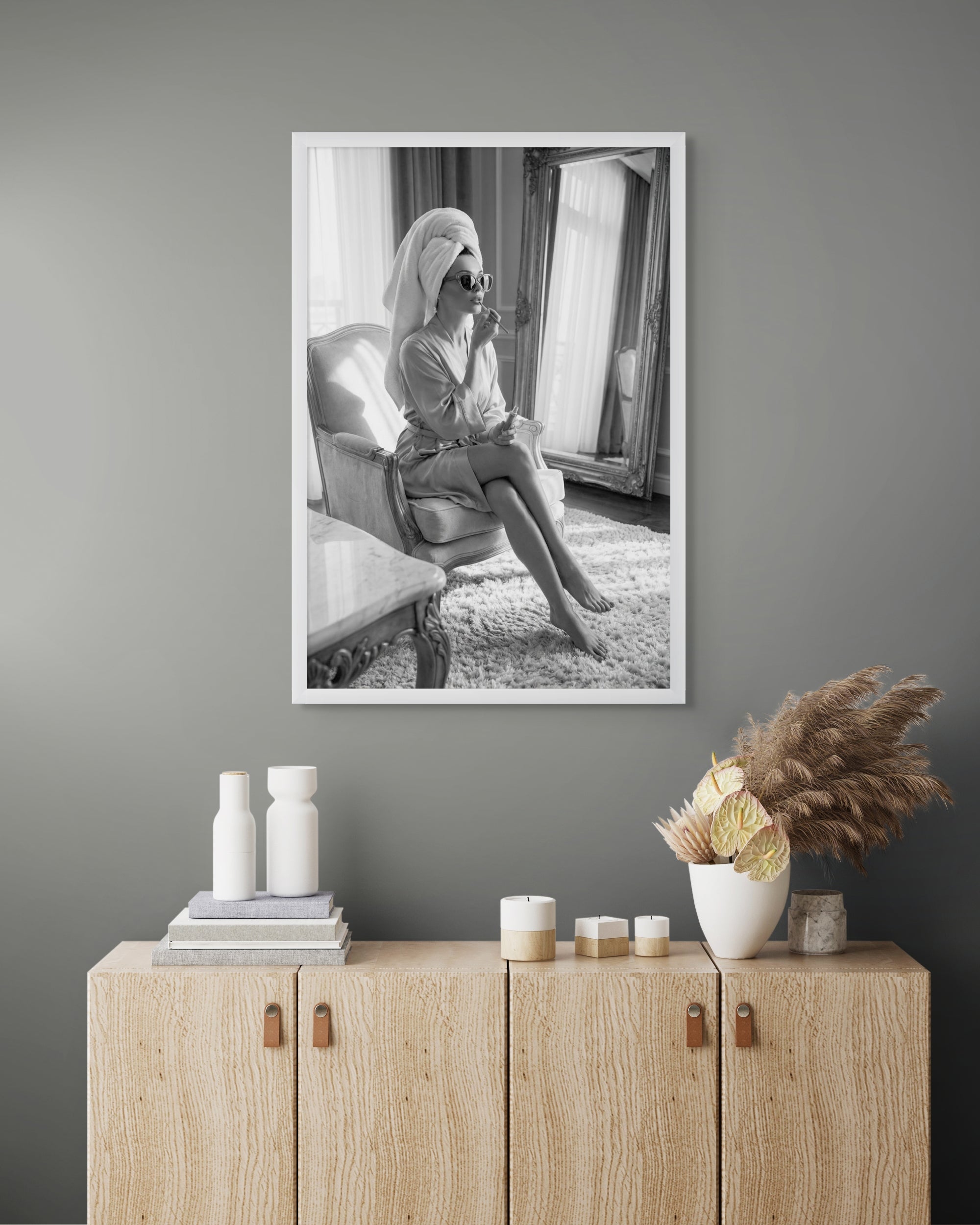 Glamour Vrouw Portret Wanddecoratie – Elegante Canvas Slaapkamer Print
