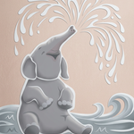 Olifant met Fonteintruc wanddecoratie met vrolijke olifant die water spuit als een fontein