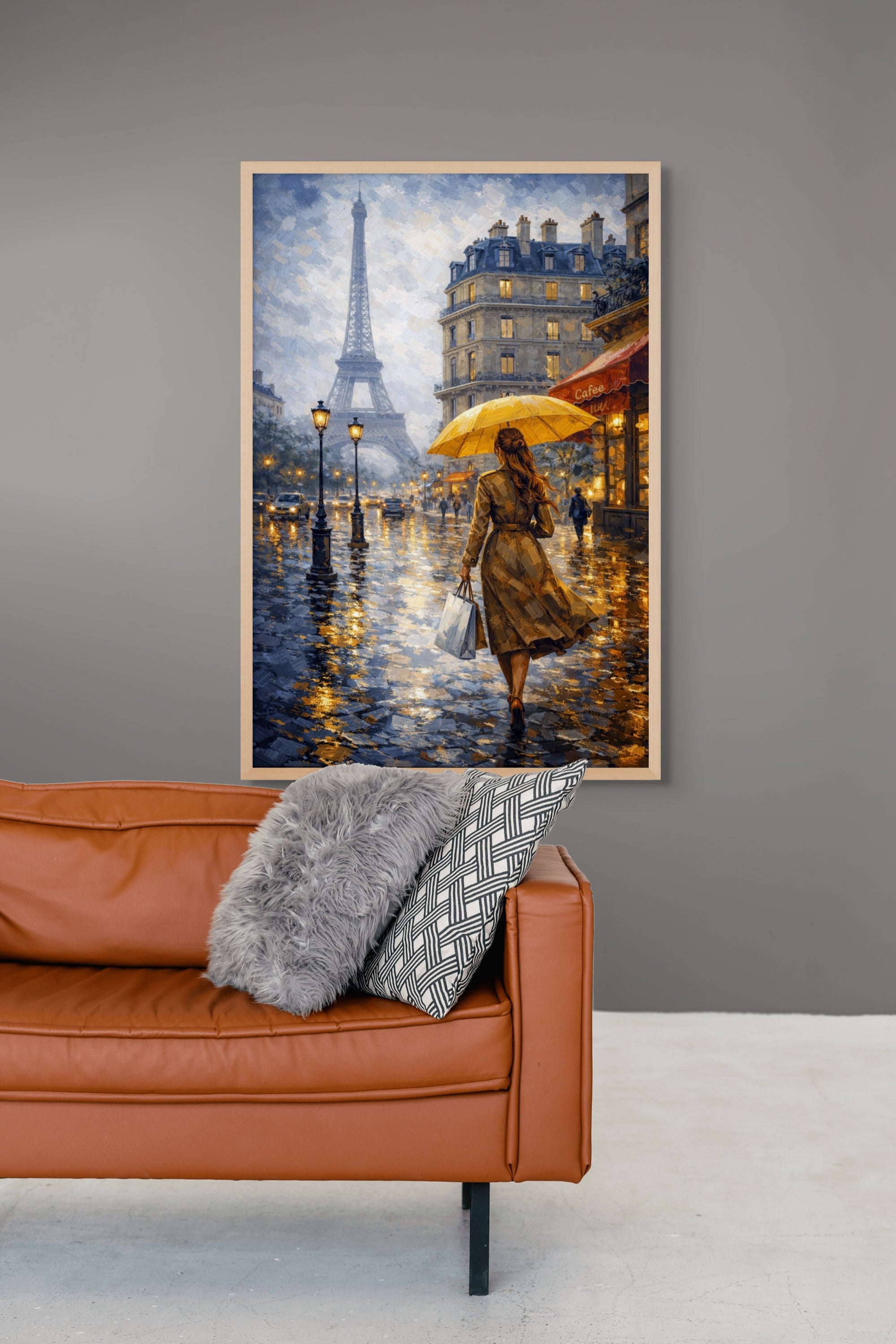 Parijs Gouden Regen Wanddecoratie – Romantische Stad Canvas Print