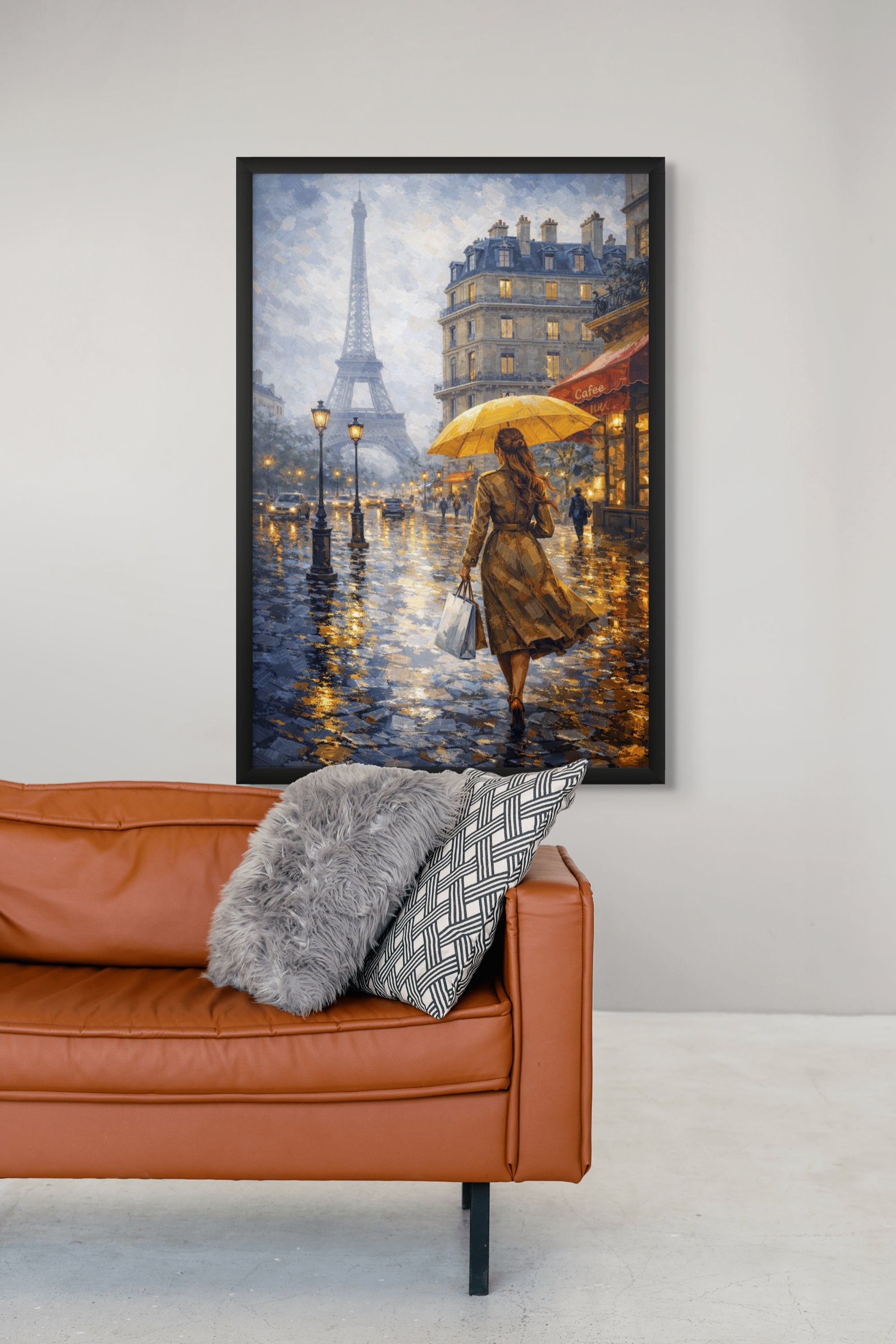 Parijs Gouden Regen Wanddecoratie – Romantische Stad Canvas Print