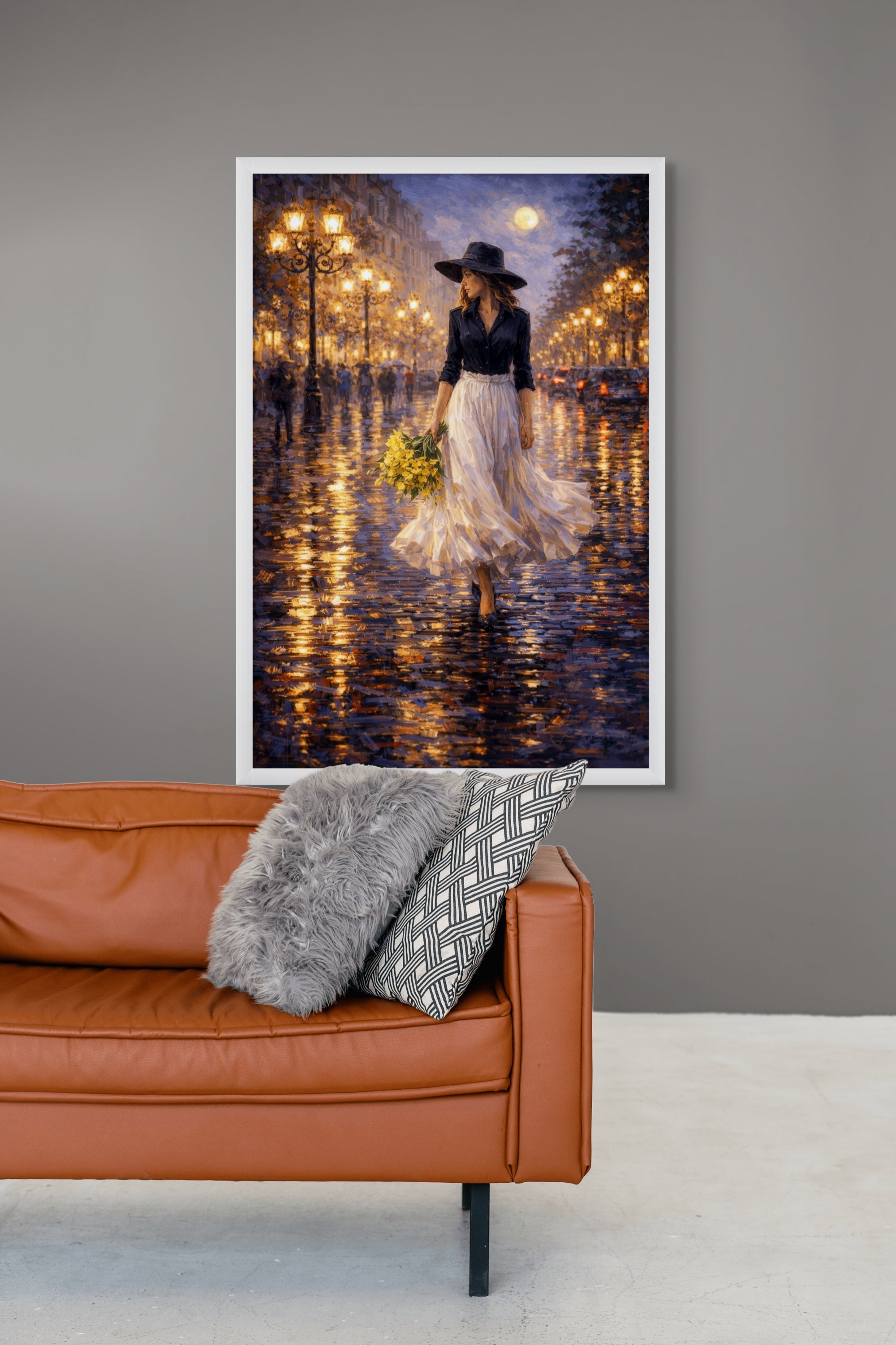 Parijs bij Nacht Wanddecoratie Luxe – Sfeervolle Canvas Woonkamer Print