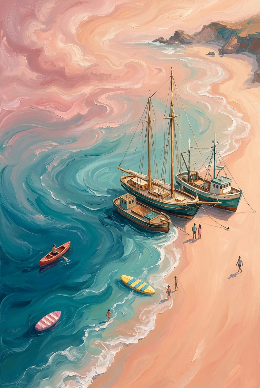 Pastel Tide Getaway Wanddecoratie – Serene Strand Canvas Print