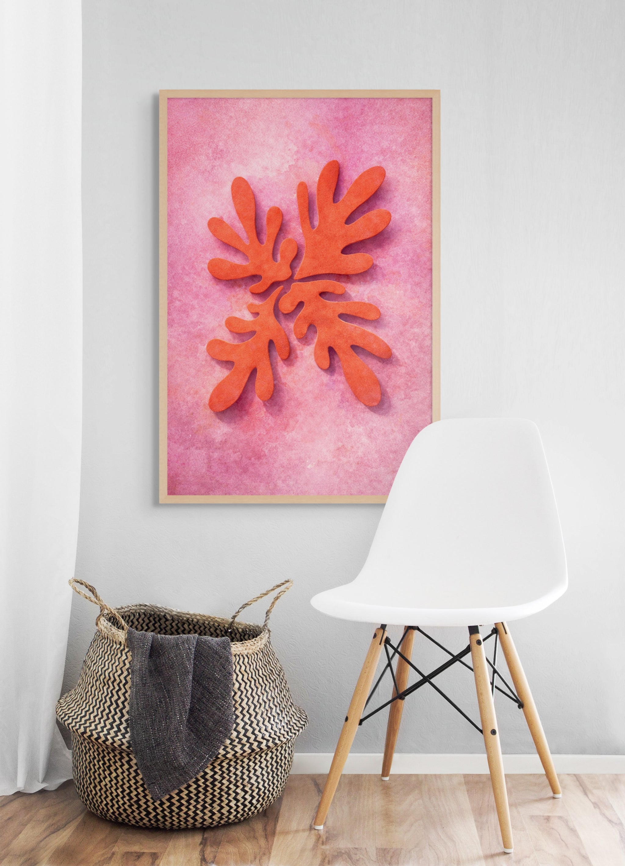 Koraalroze Bloem Wanddecoratie – Zachtroze Botanisch Canvas Print