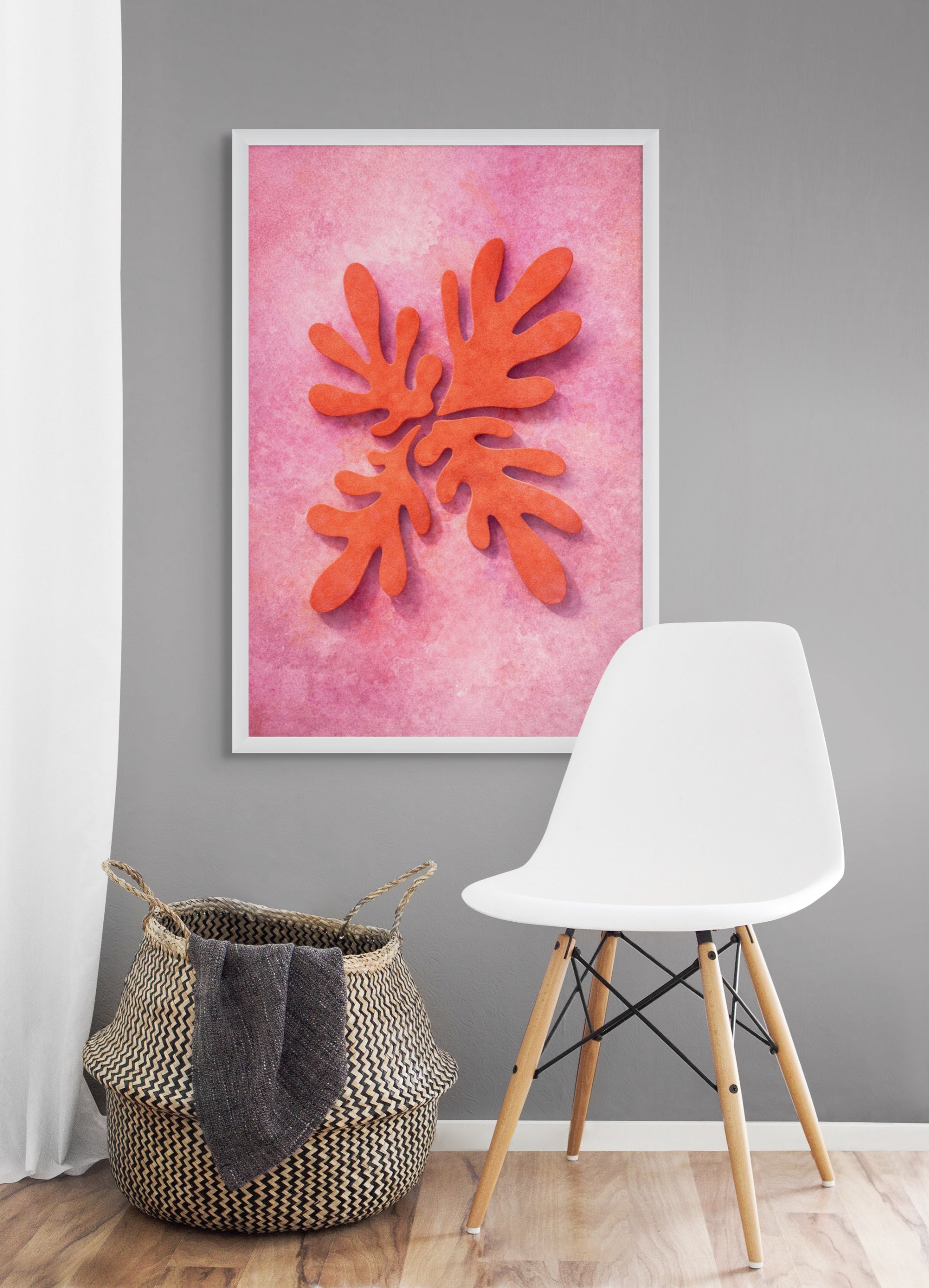 Koraalroze Bloem Wanddecoratie – Zachtroze Botanisch Canvas Print