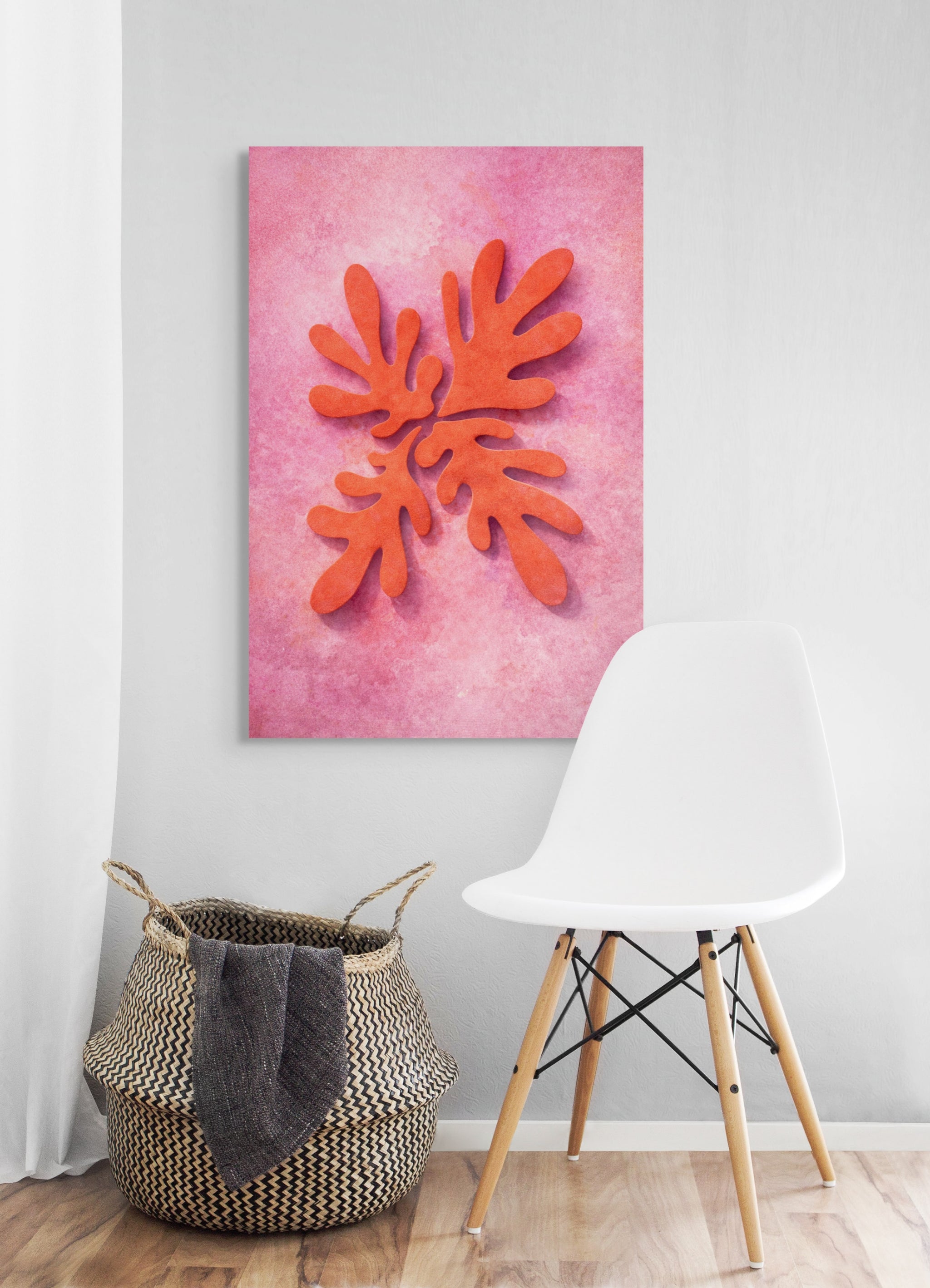 Koraalroze Bloem Wanddecoratie – Zachtroze Botanisch Canvas Print
