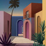 Pastelsteeg bij Avondrood Wanddecoratie – Romantisch Straatbeeld Canvas Print