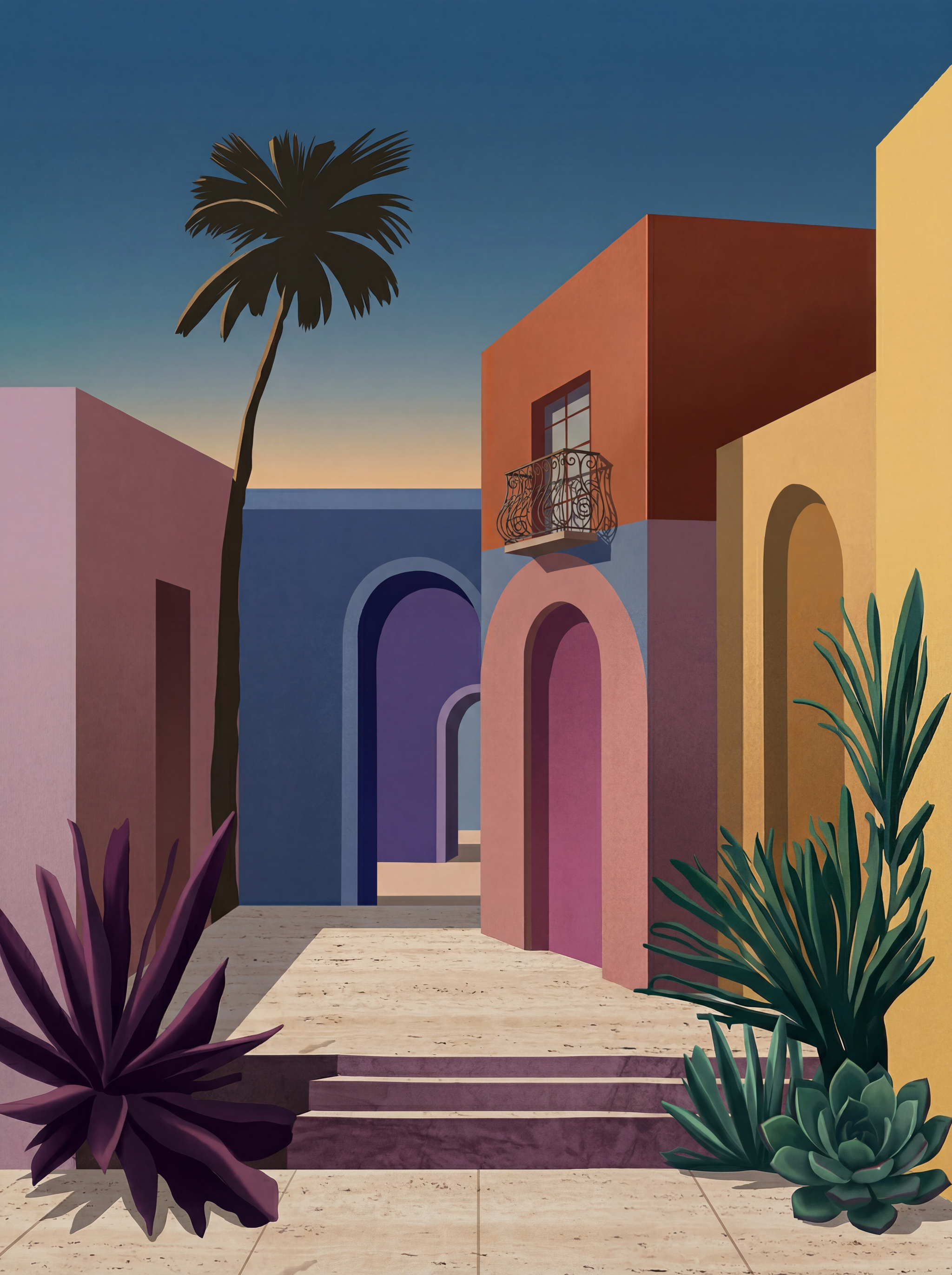 Pastelsteeg bij Avondrood Wanddecoratie – Romantisch Straatbeeld Canvas Print