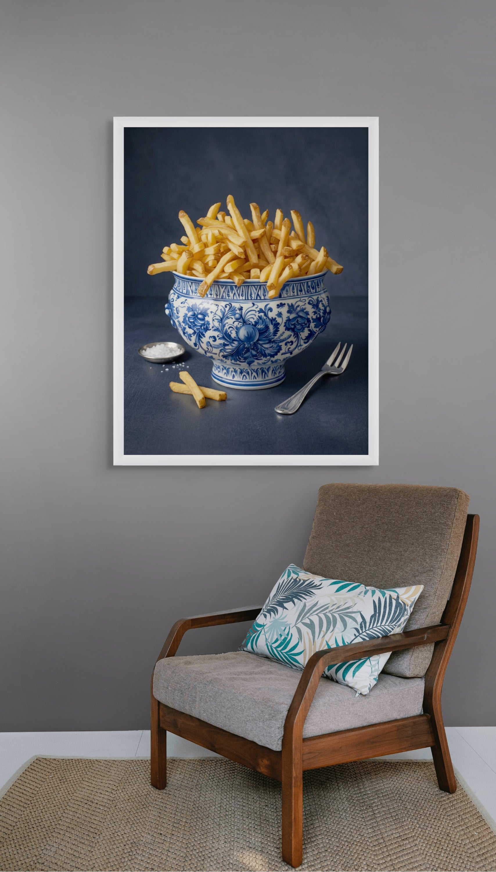 Delfts Blauw Friet Wanddecoratie Keuken – Grappige Nederlandse Kunst Canvas