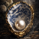 Pearl of Delft Opulence wanddecoratie met weelderige parels in klassiek Delfts blauw