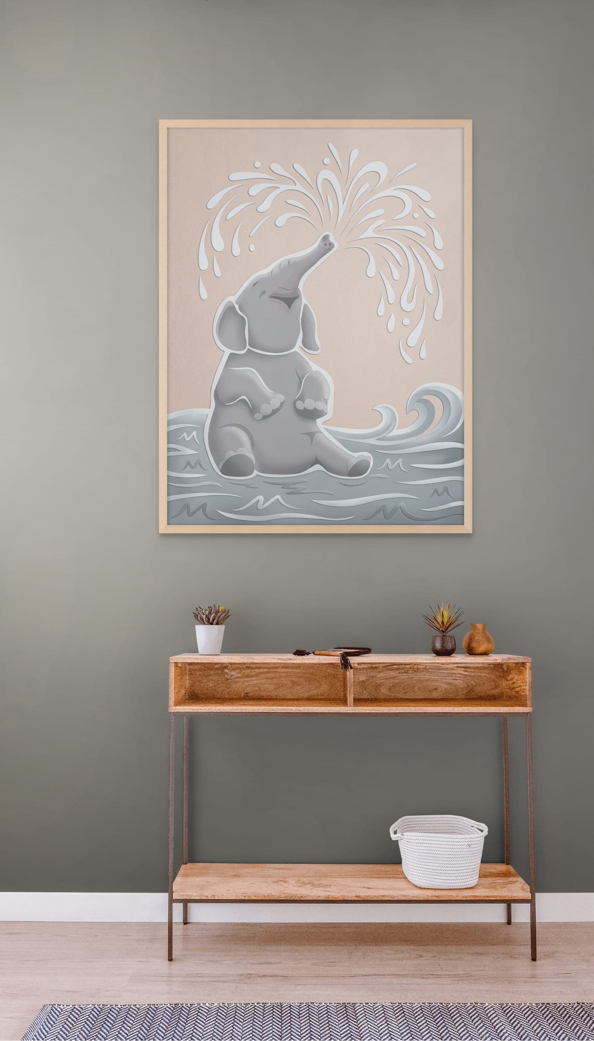 Playful Splash Elephant Schilderij